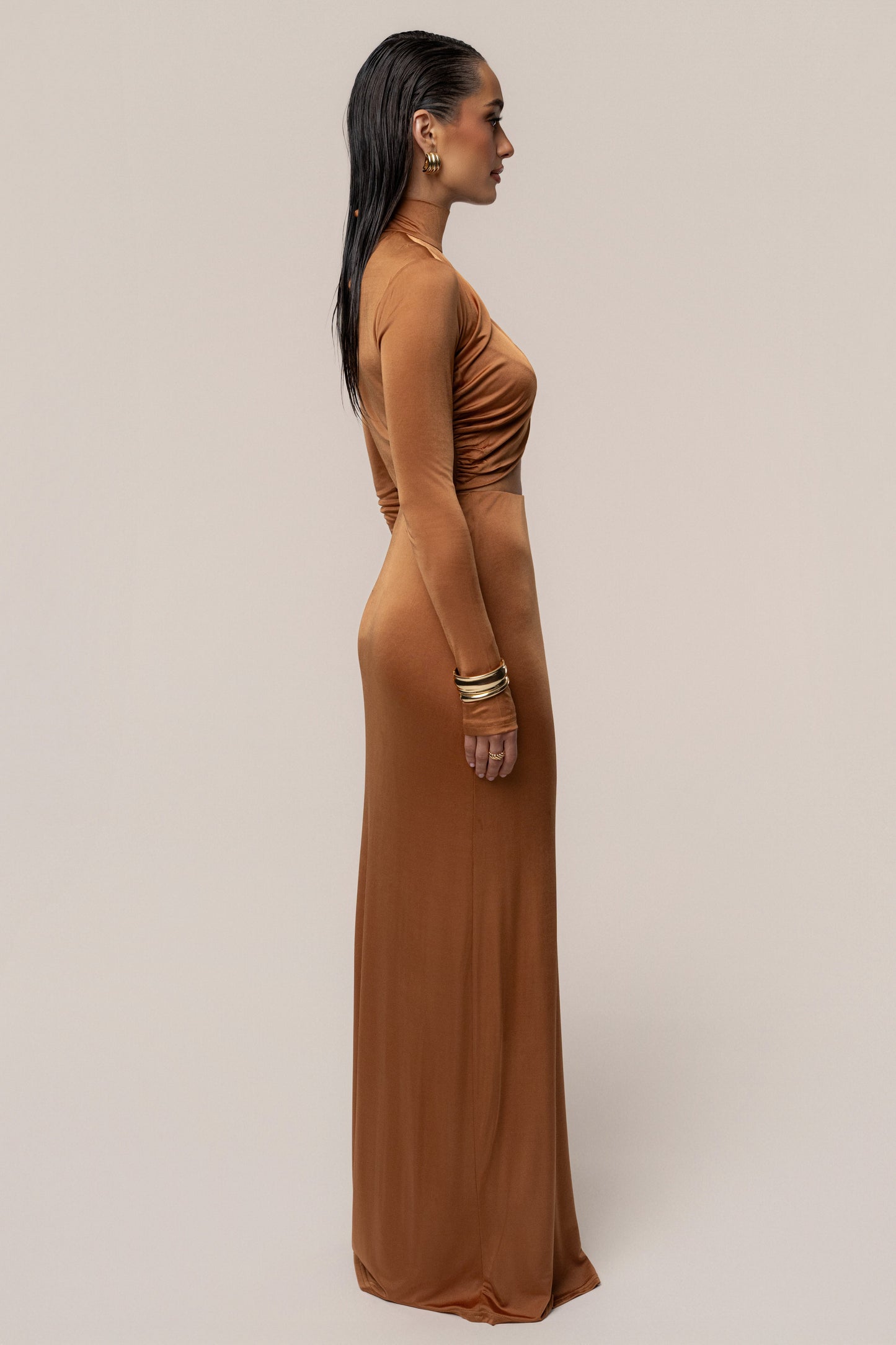 Copper Ultra High Waist Maxi Skirt JLUXLABEL