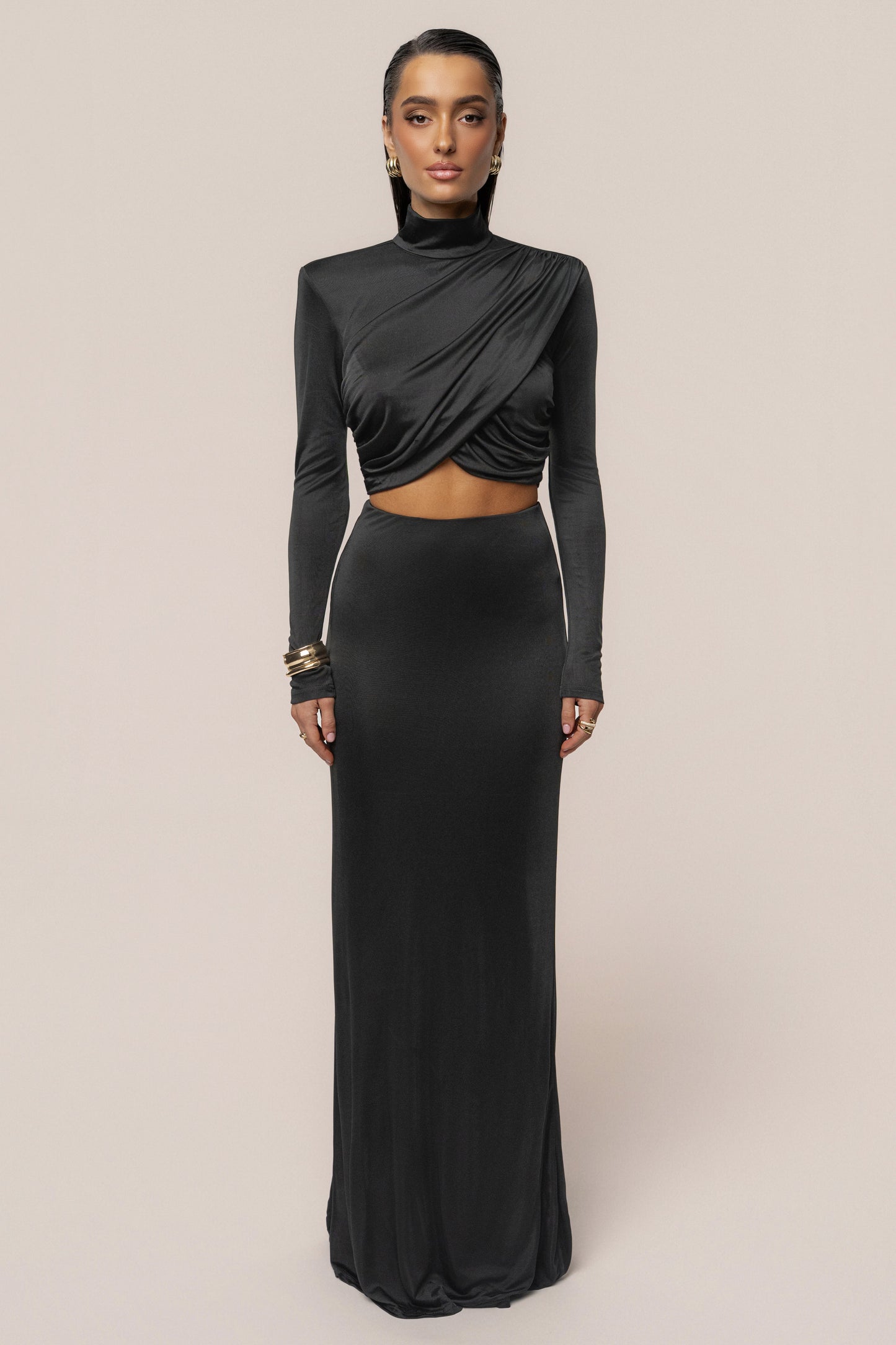 Black Ultra High Waist Maxi Skirt JLUXLABEL