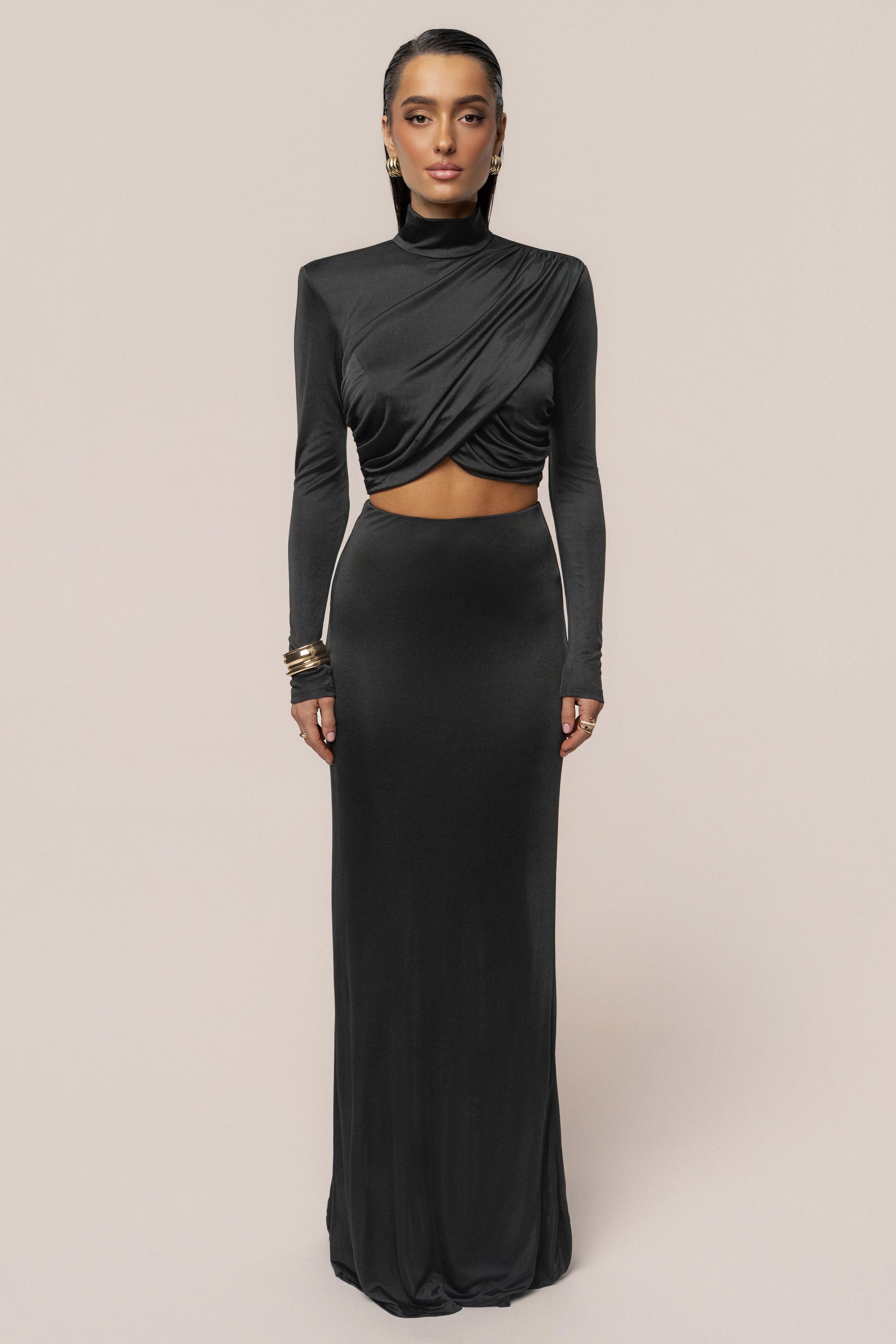 Black Ultra High Waist Maxi Skirt JLUXLABEL