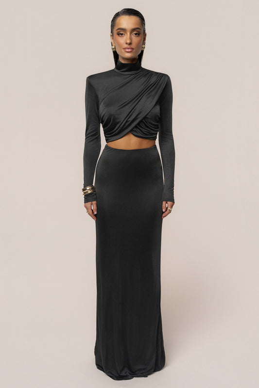 Black Ultra High Waist Maxi Skirt JLUXLABEL