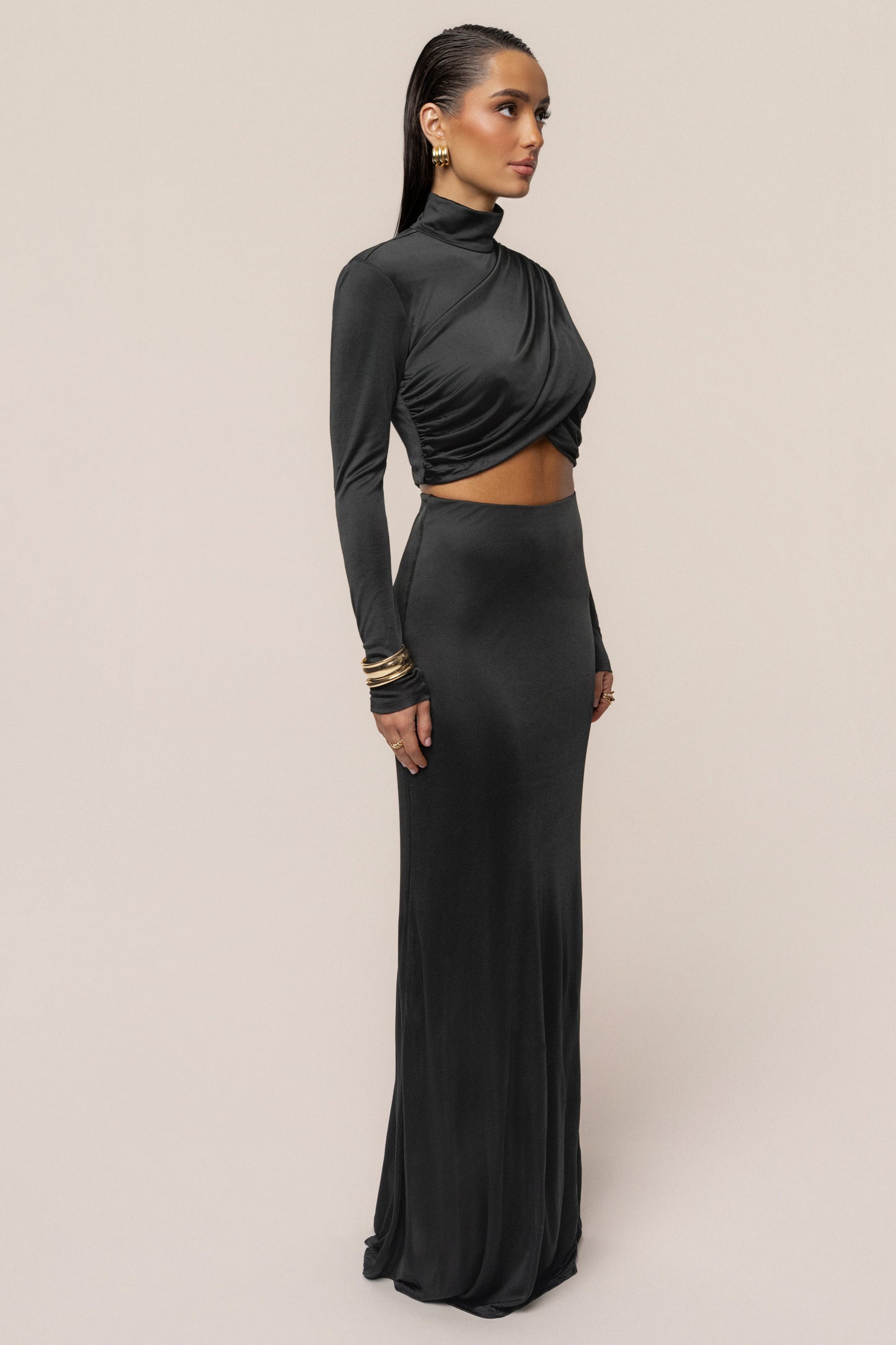Black Ultra High Waist Maxi Skirt JLUXLABEL