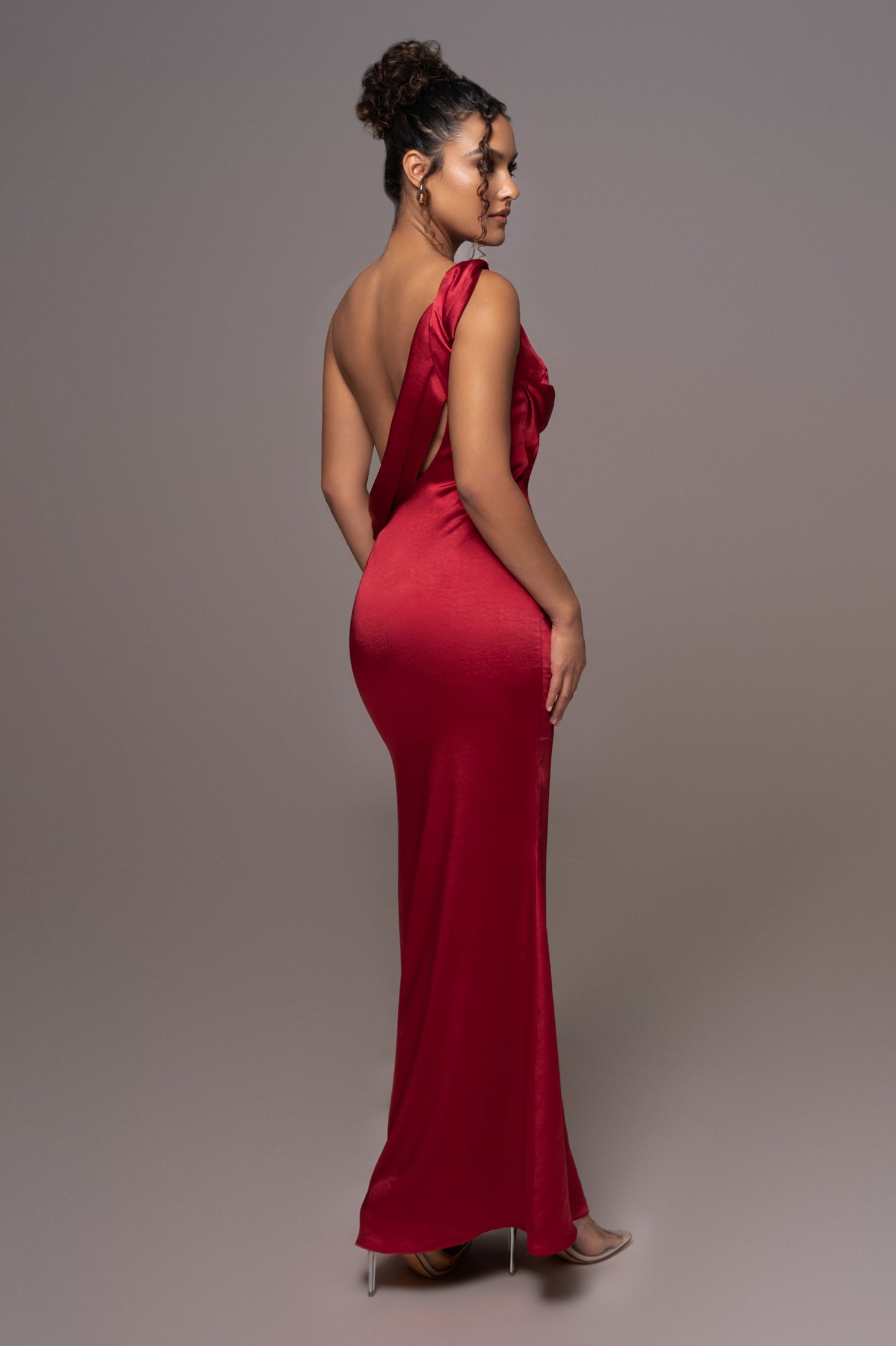 Red Satin Belle Maxi Dress JLUXLABEL