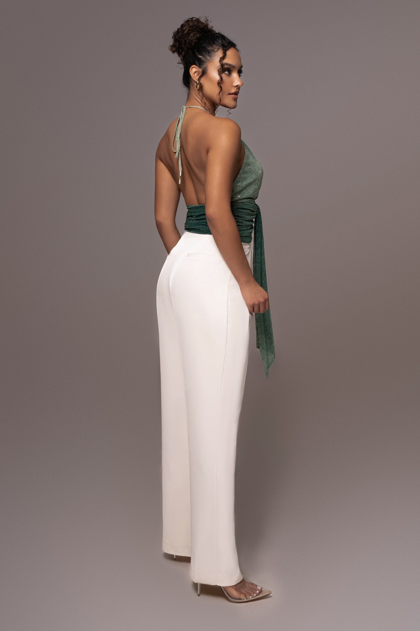 Green Bliss Halter Drape Top JLUXLABEL