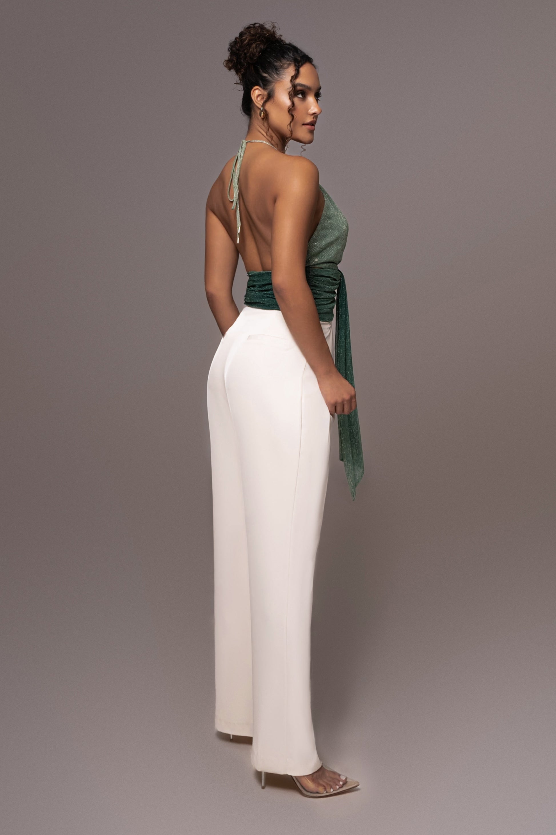 Green Bliss Halter Drape Top JLUXLABEL