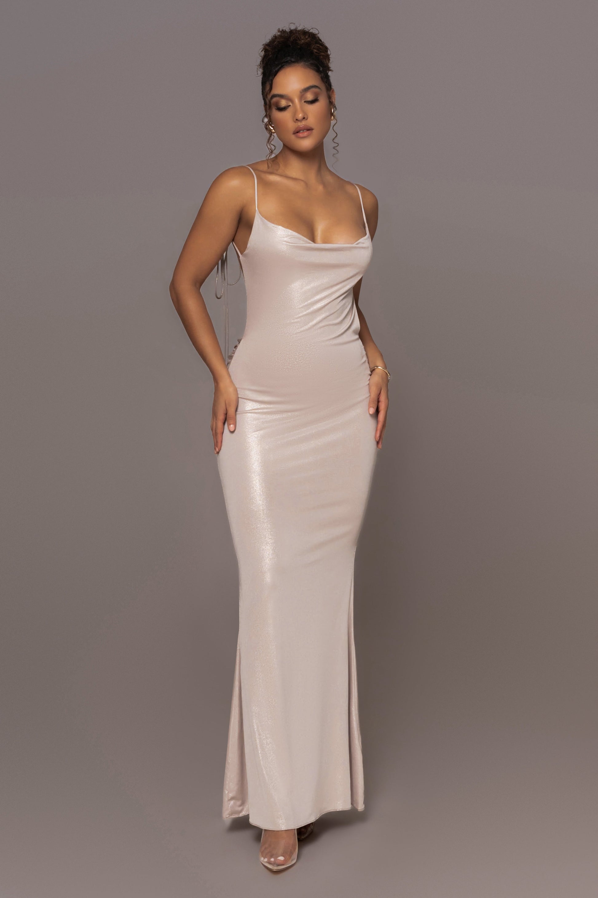 Champagne Heart of Gold Maxi Dress JLUXLABEL