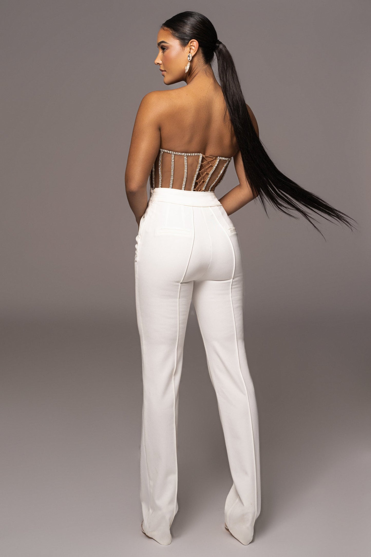 Tan Limited Edition Rhinestone Crystal Corset JLUXLABEL