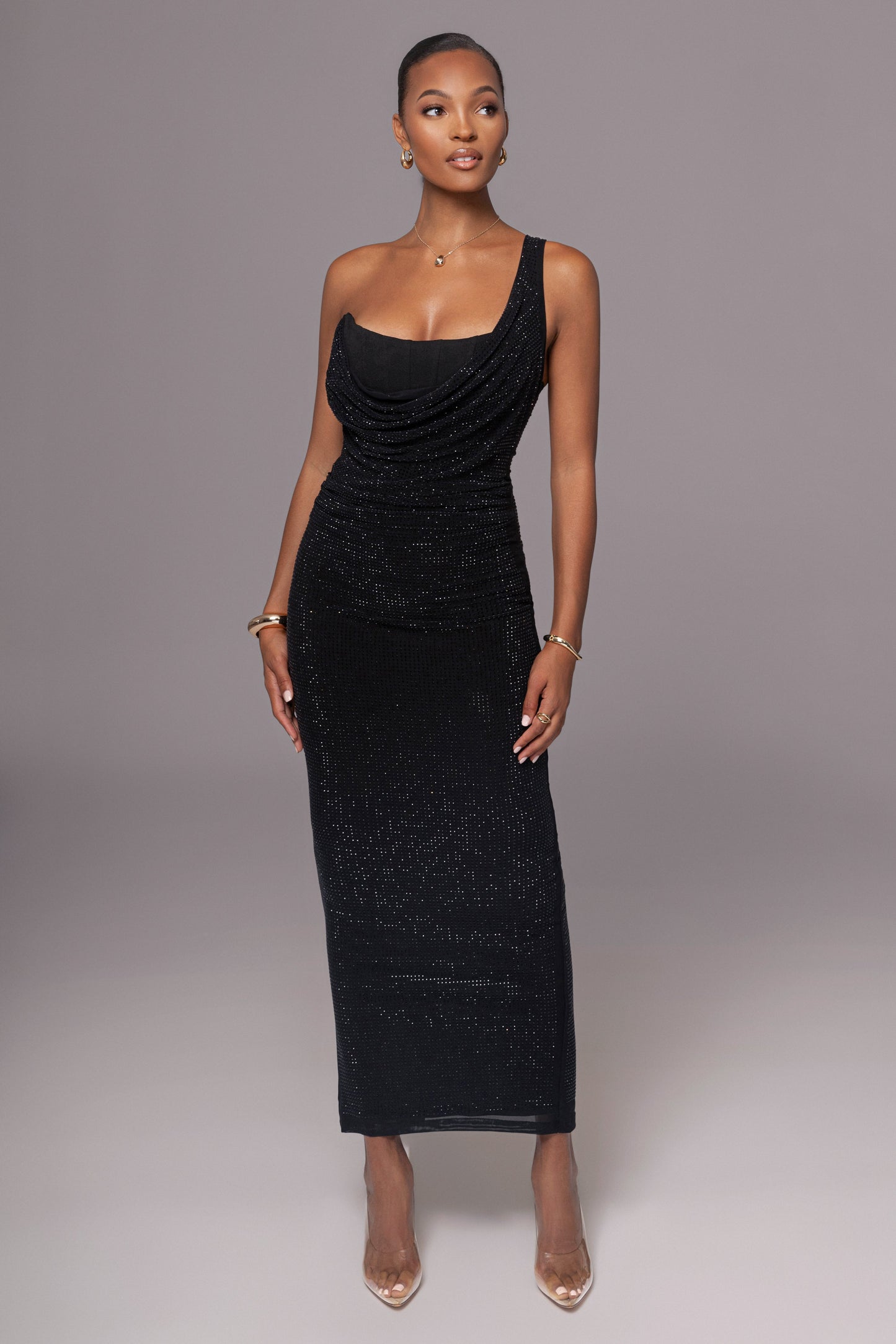 Black Hot Fix Krishna Maxi Dress JLUXLABEL