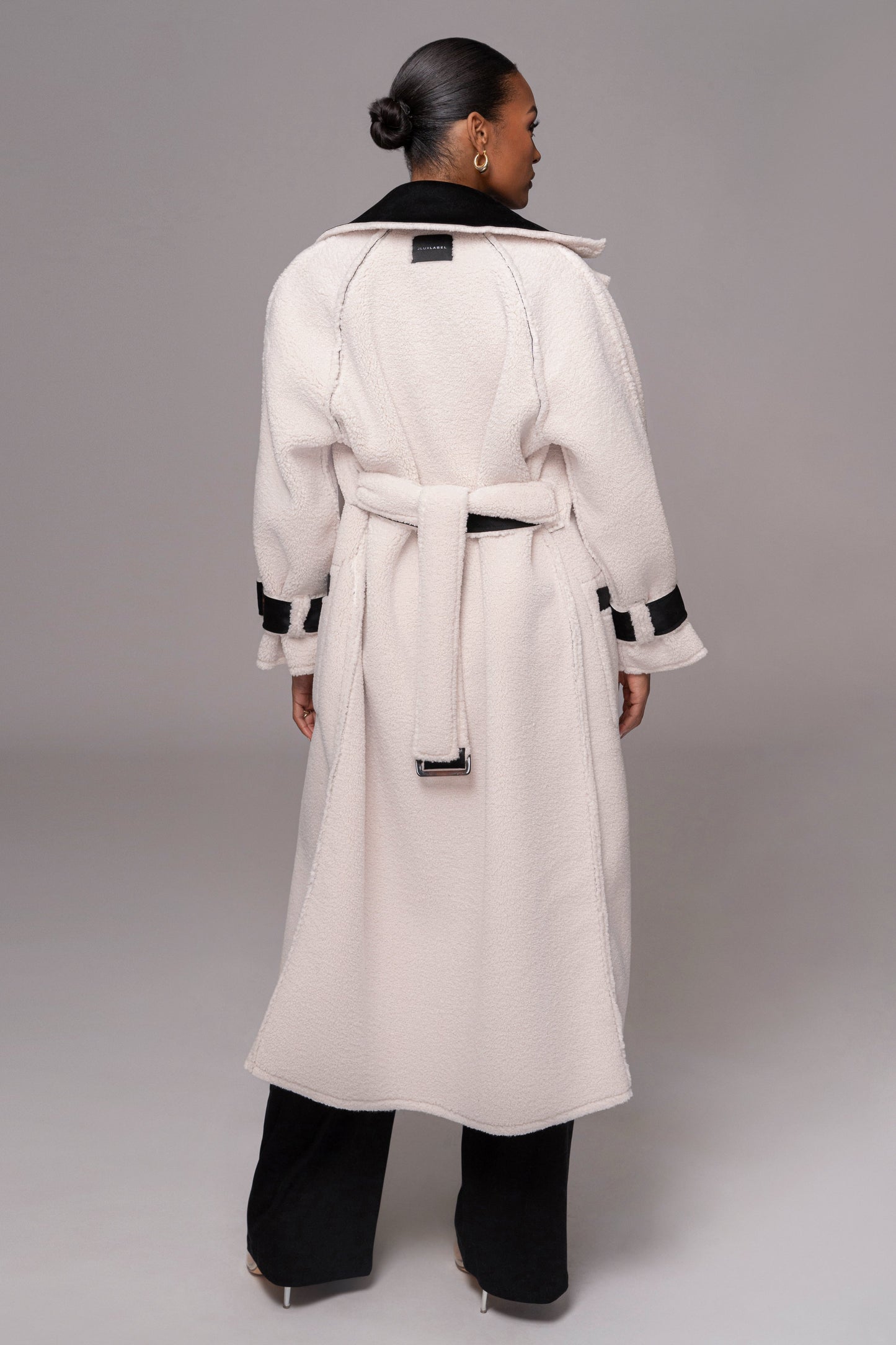 Black Suede And Sherpa Reversible Coat JLUXLABEL