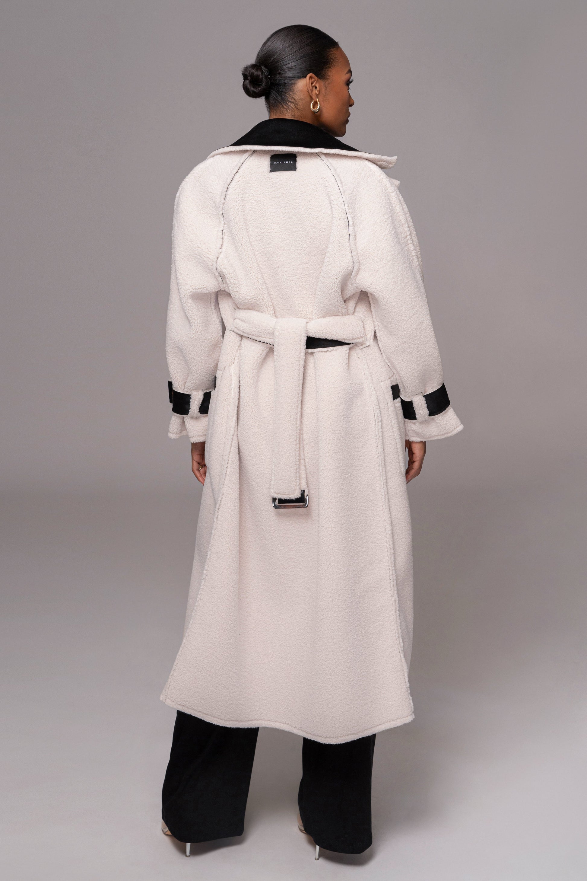 Black Suede And Sherpa Reversible Coat JLUXLABEL