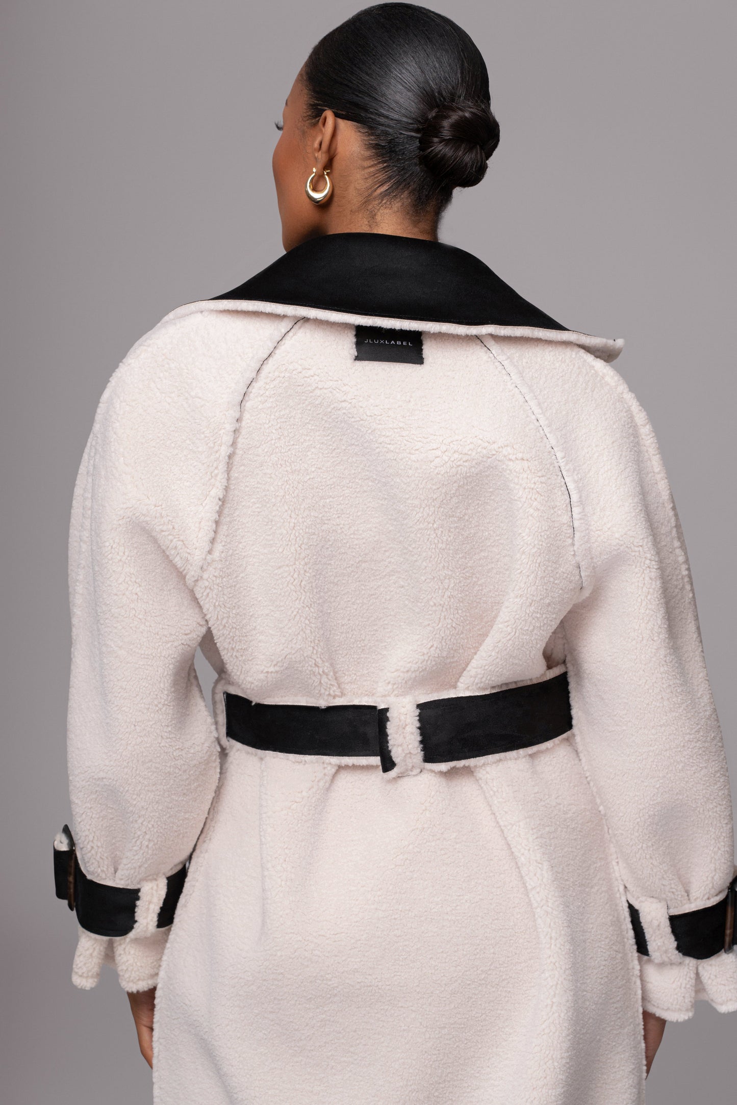Black Suede And Sherpa Reversible Coat JLUXLABEL