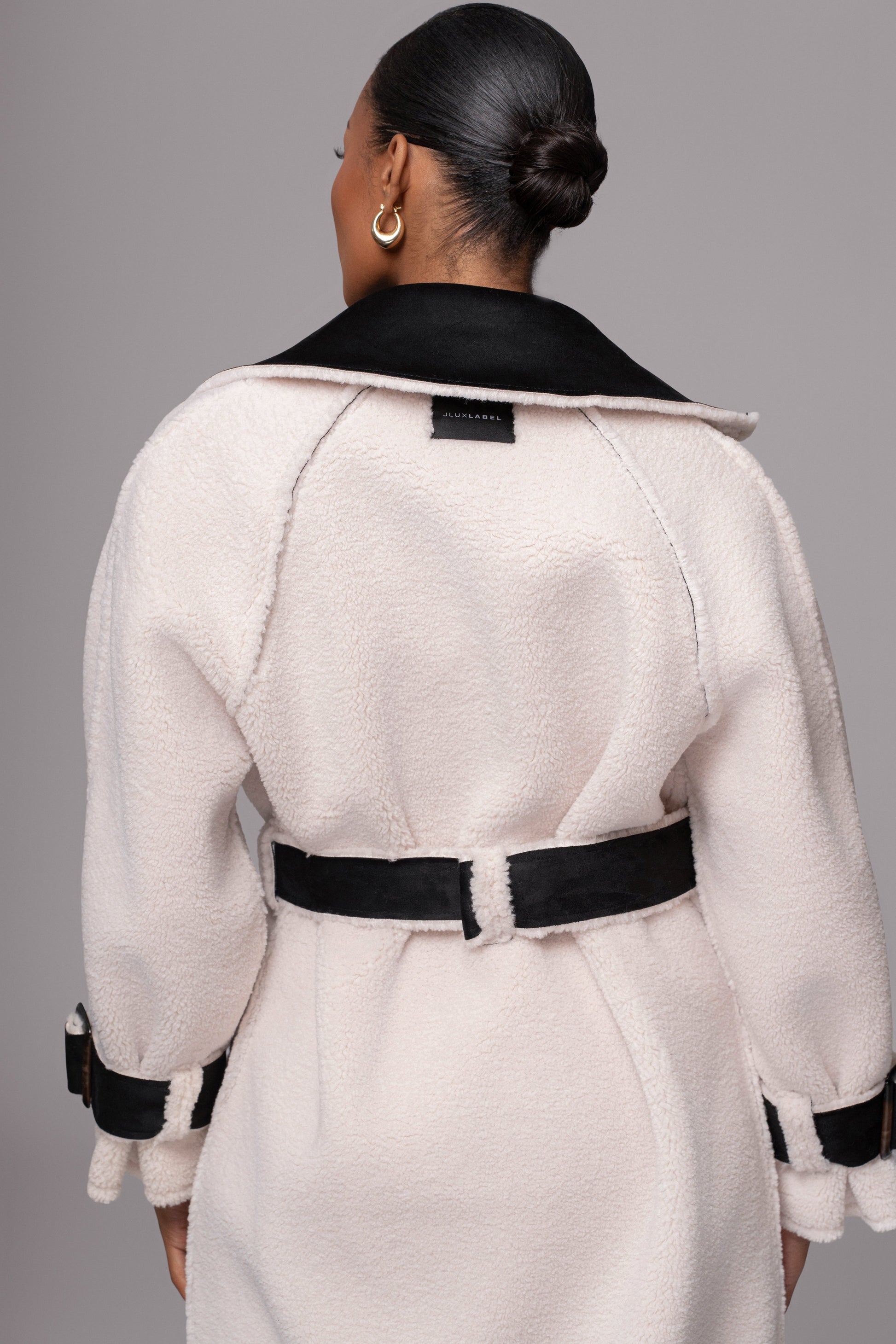 Black Suede And Sherpa Reversible Coat JLUXLABEL