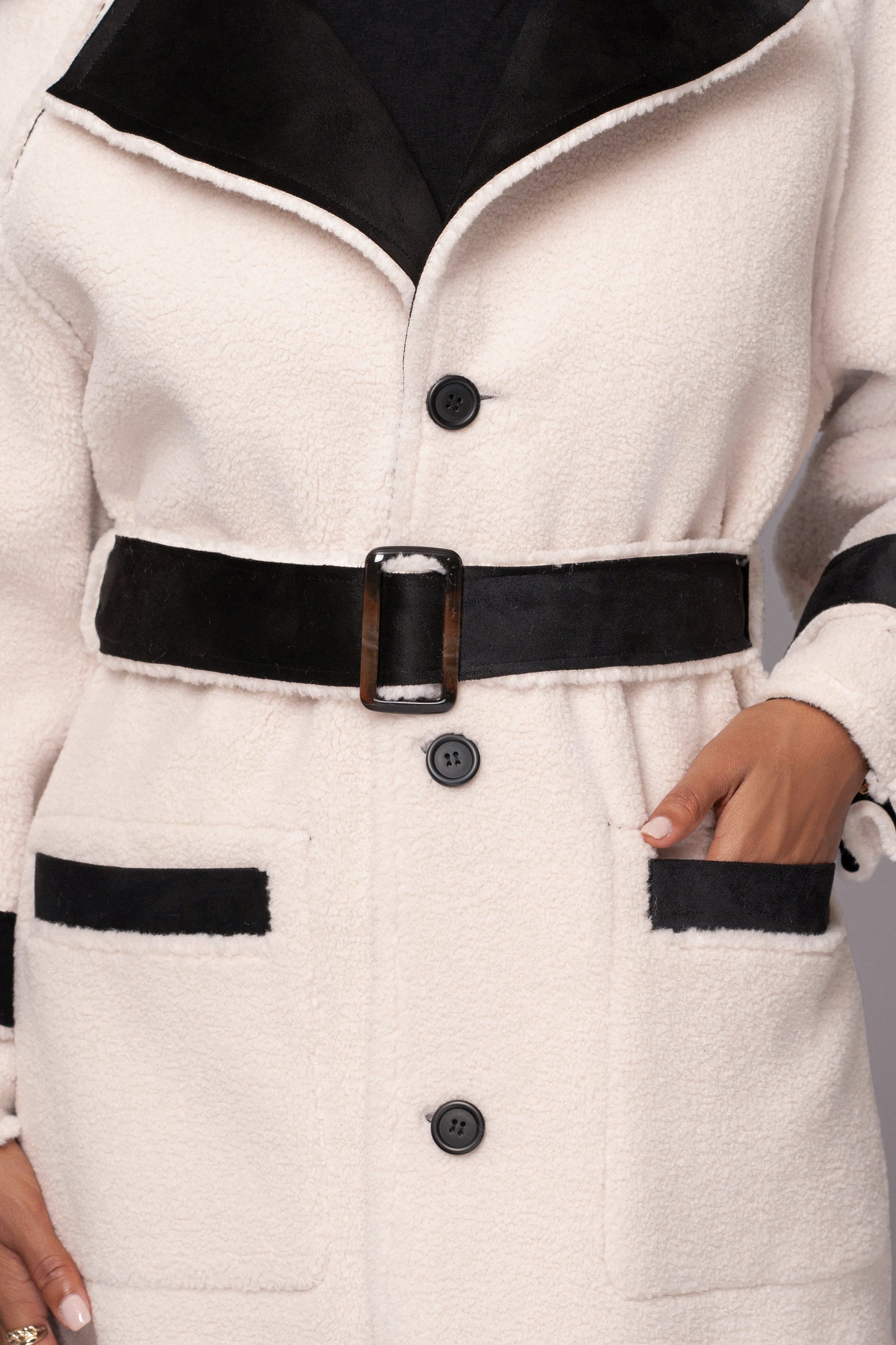 Black Suede And Sherpa Reversible Coat JLUXLABEL