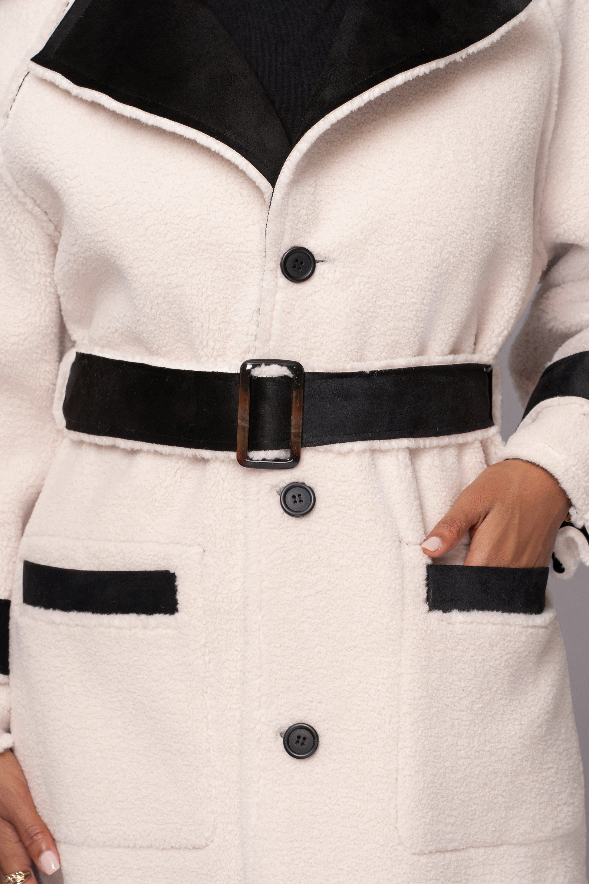 Black Suede And Sherpa Reversible Coat JLUXLABEL