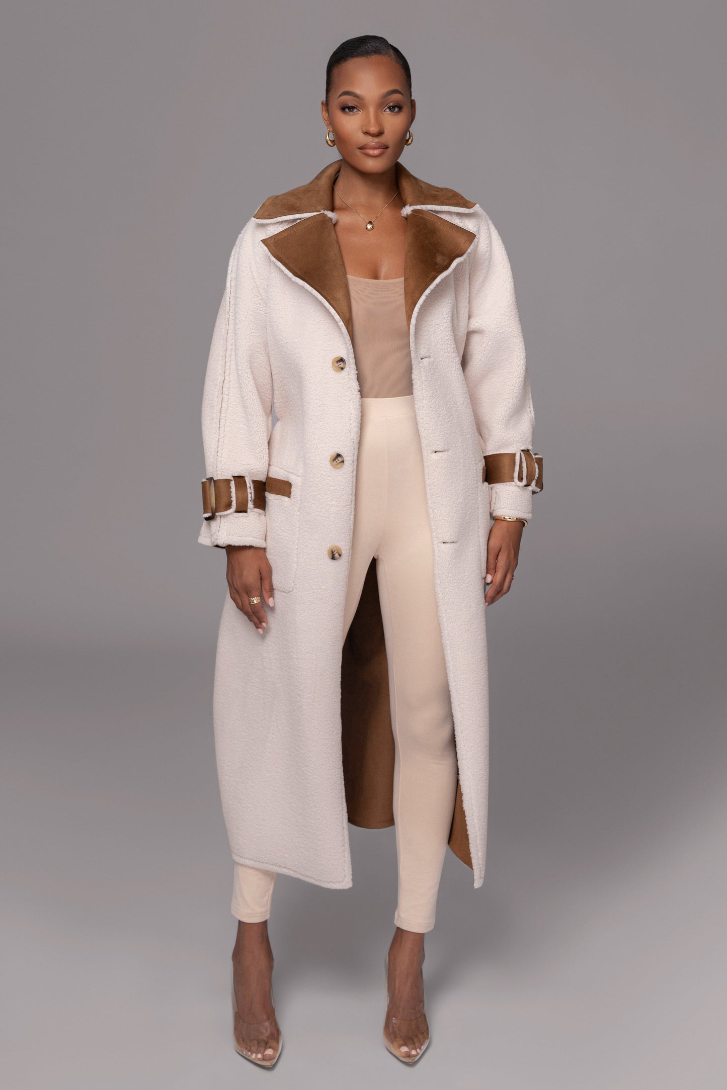 Tan Suede And Sherpa Reversible Coat JLUXLABEL