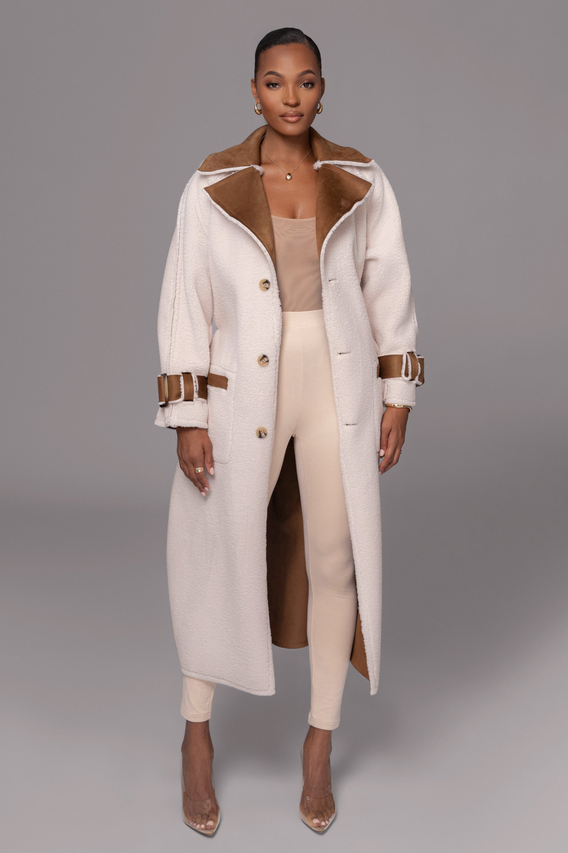 Tan Suede And Sherpa Reversible Coat JLUXLABEL