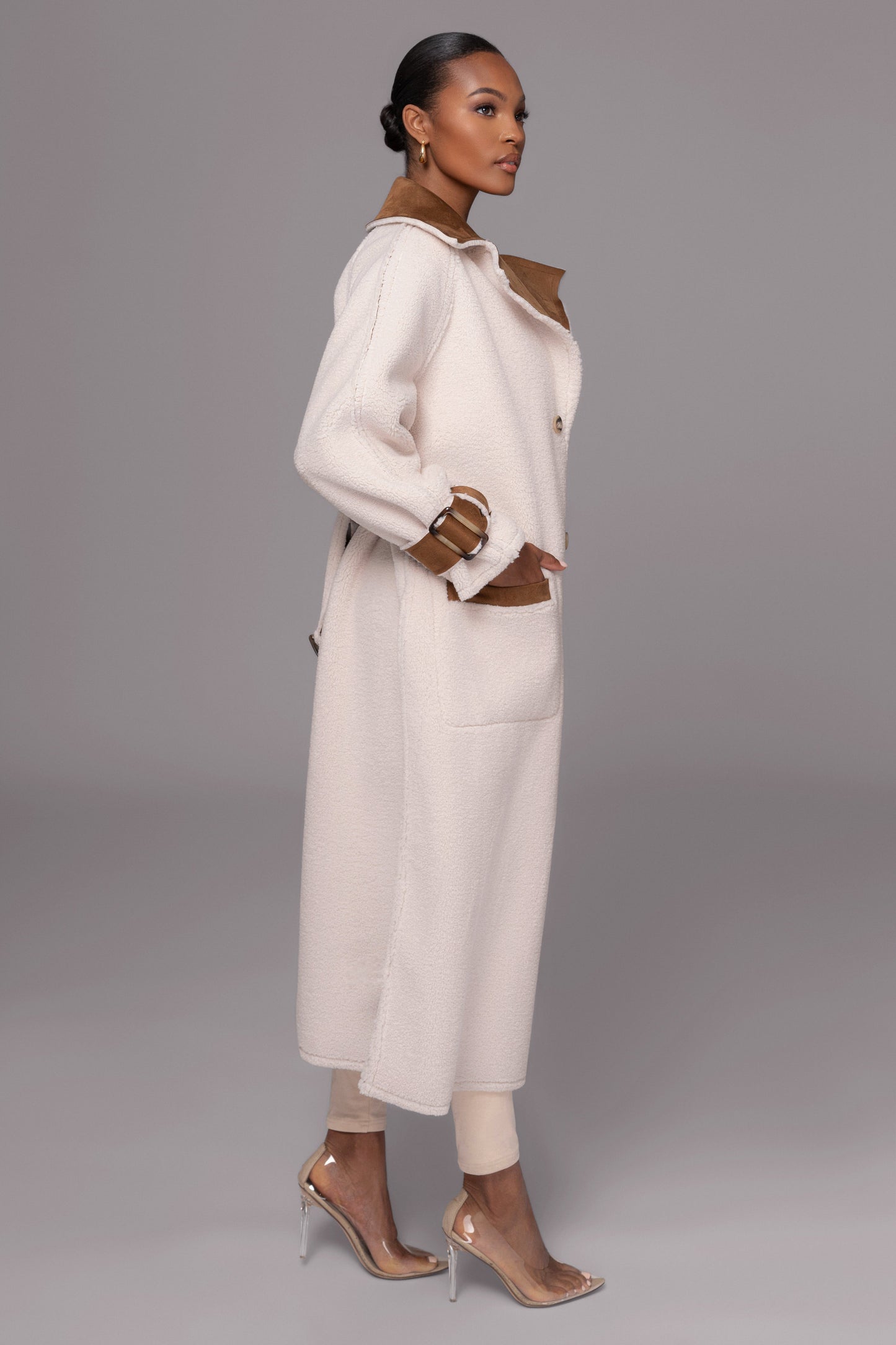 Tan Suede And Sherpa Reversible Coat JLUXLABEL