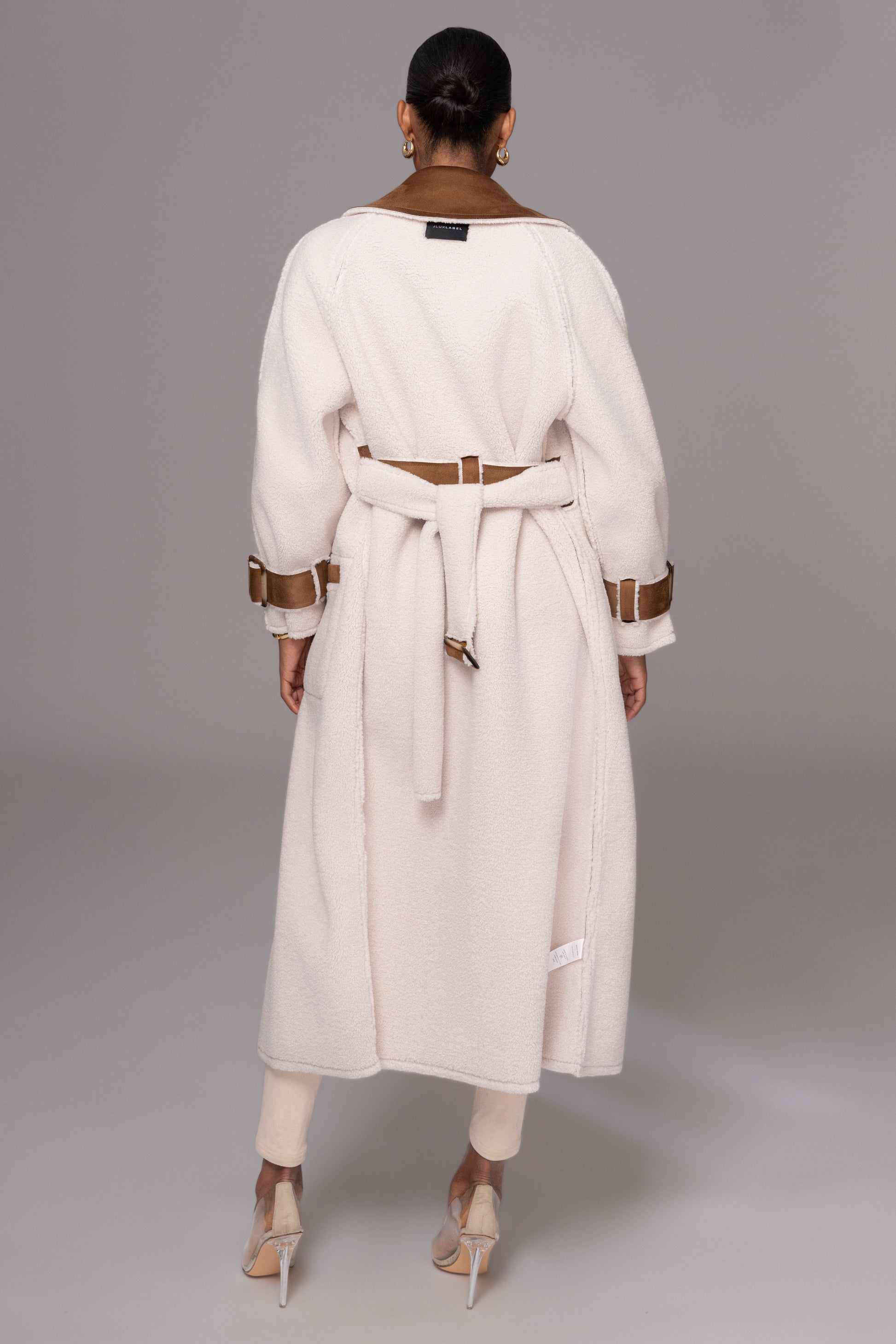 Tan Suede And Sherpa Reversible Coat JLUXLABEL