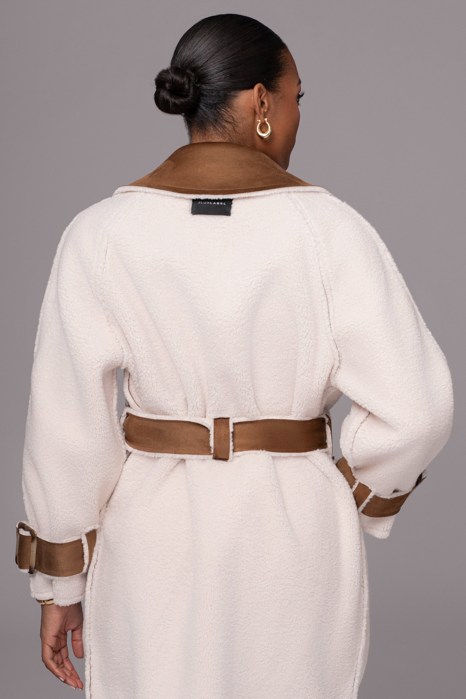 Tan Suede And Sherpa Reversible Coat JLUXLABEL