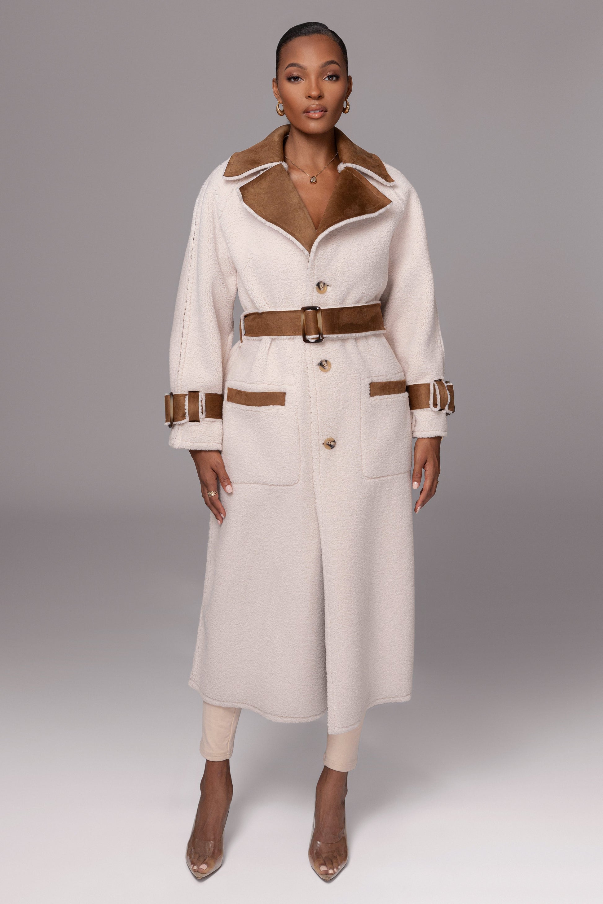 Tan Suede And Sherpa Reversible Coat JLUXLABEL