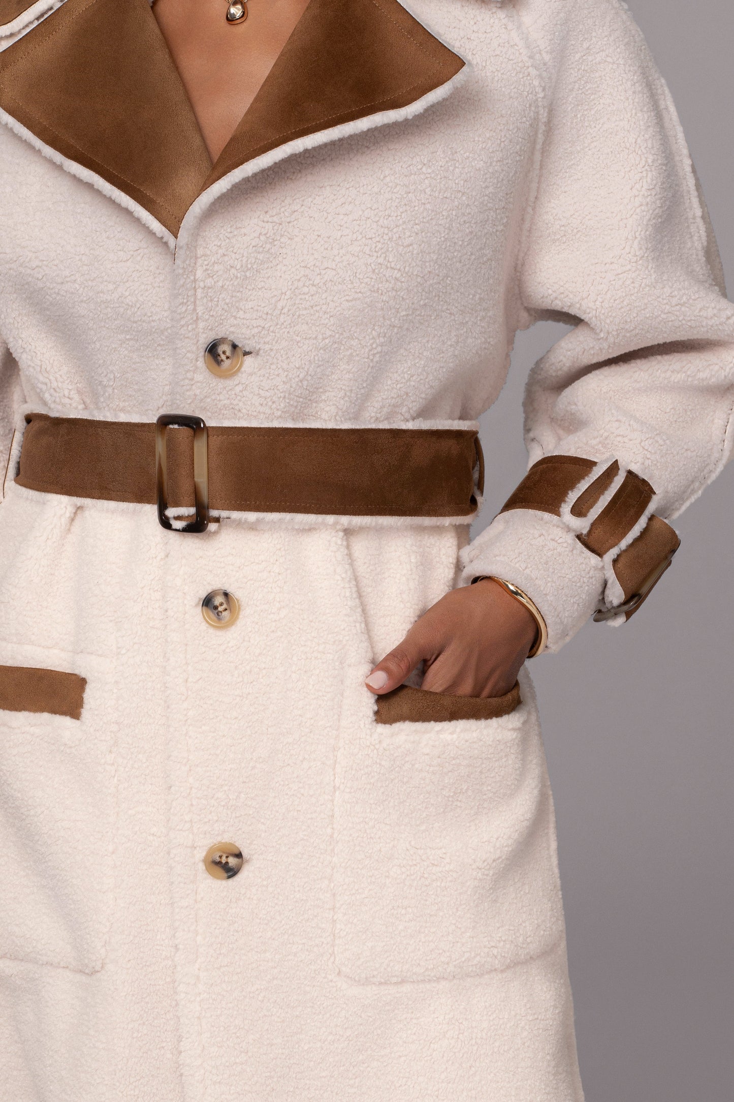 Tan Suede And Sherpa Reversible Coat JLUXLABEL