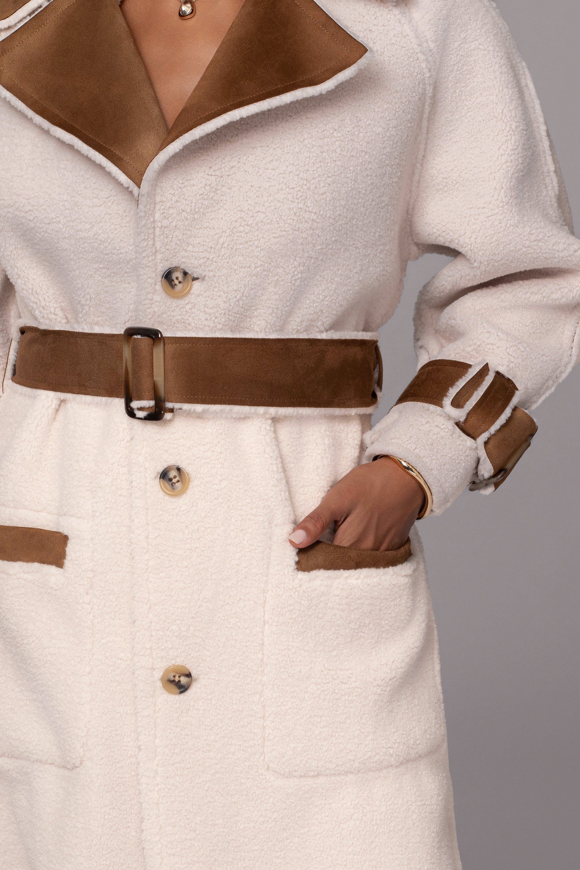 Tan Suede And Sherpa Reversible Coat JLUXLABEL