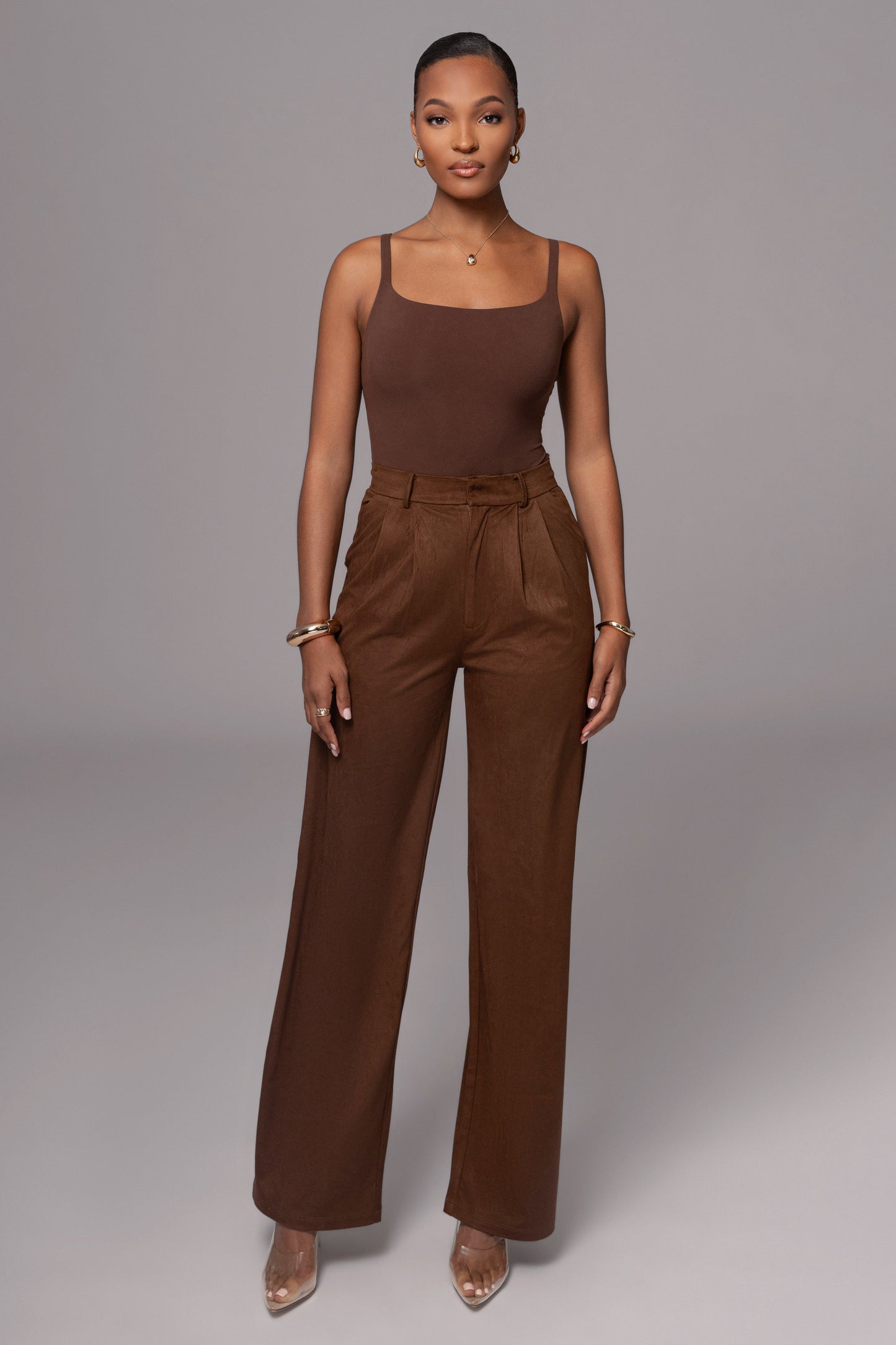 Chocolate Classic High Rise Trousers JLUXLABEL