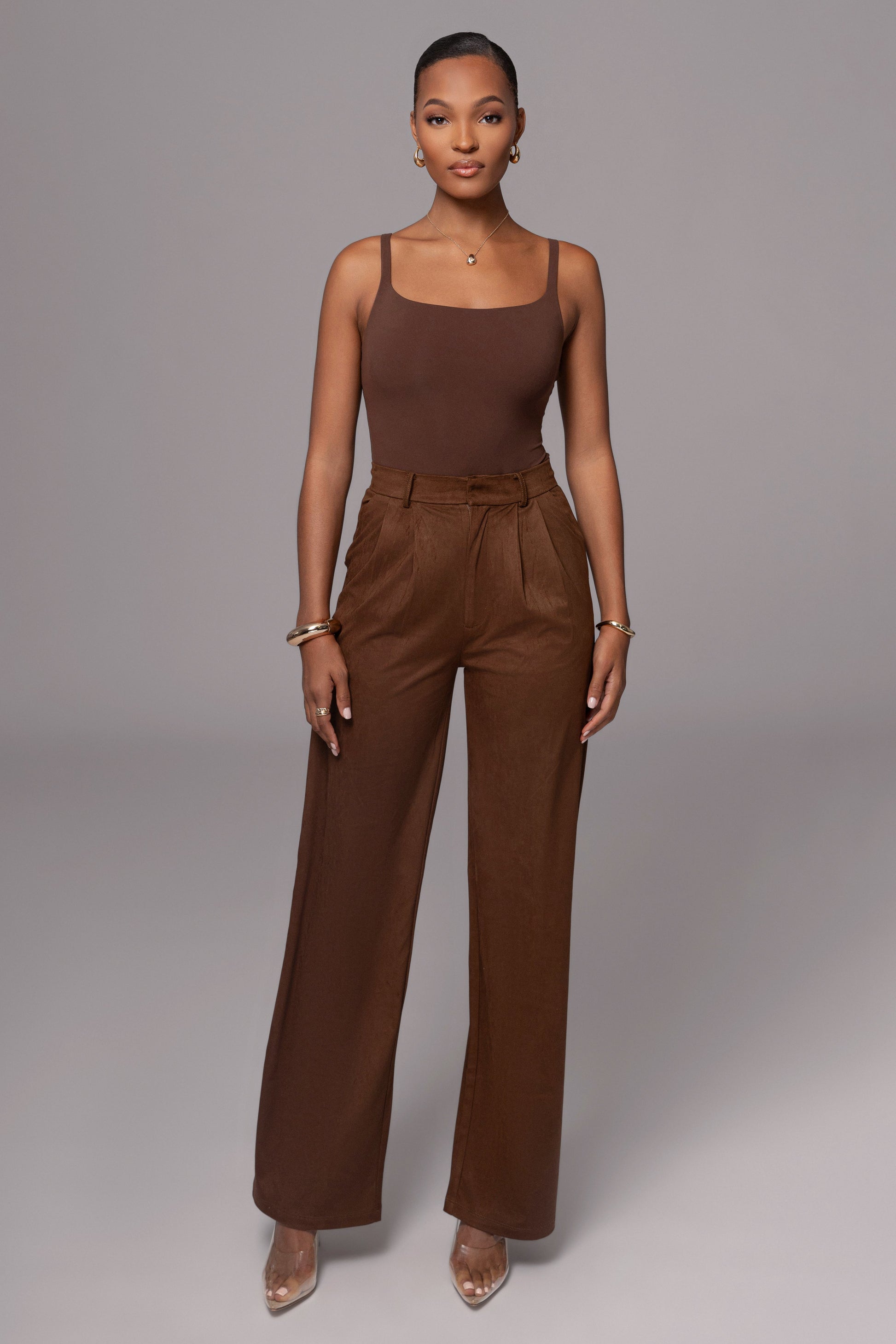 Chocolate Classic High Rise Trousers JLUXLABEL