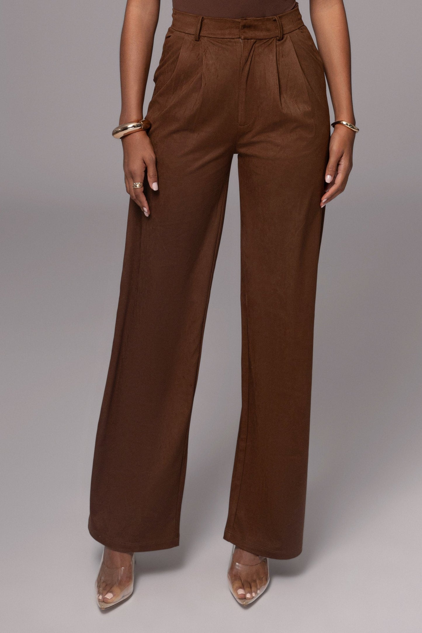Chocolate Classic High Rise Trousers JLUXLABEL