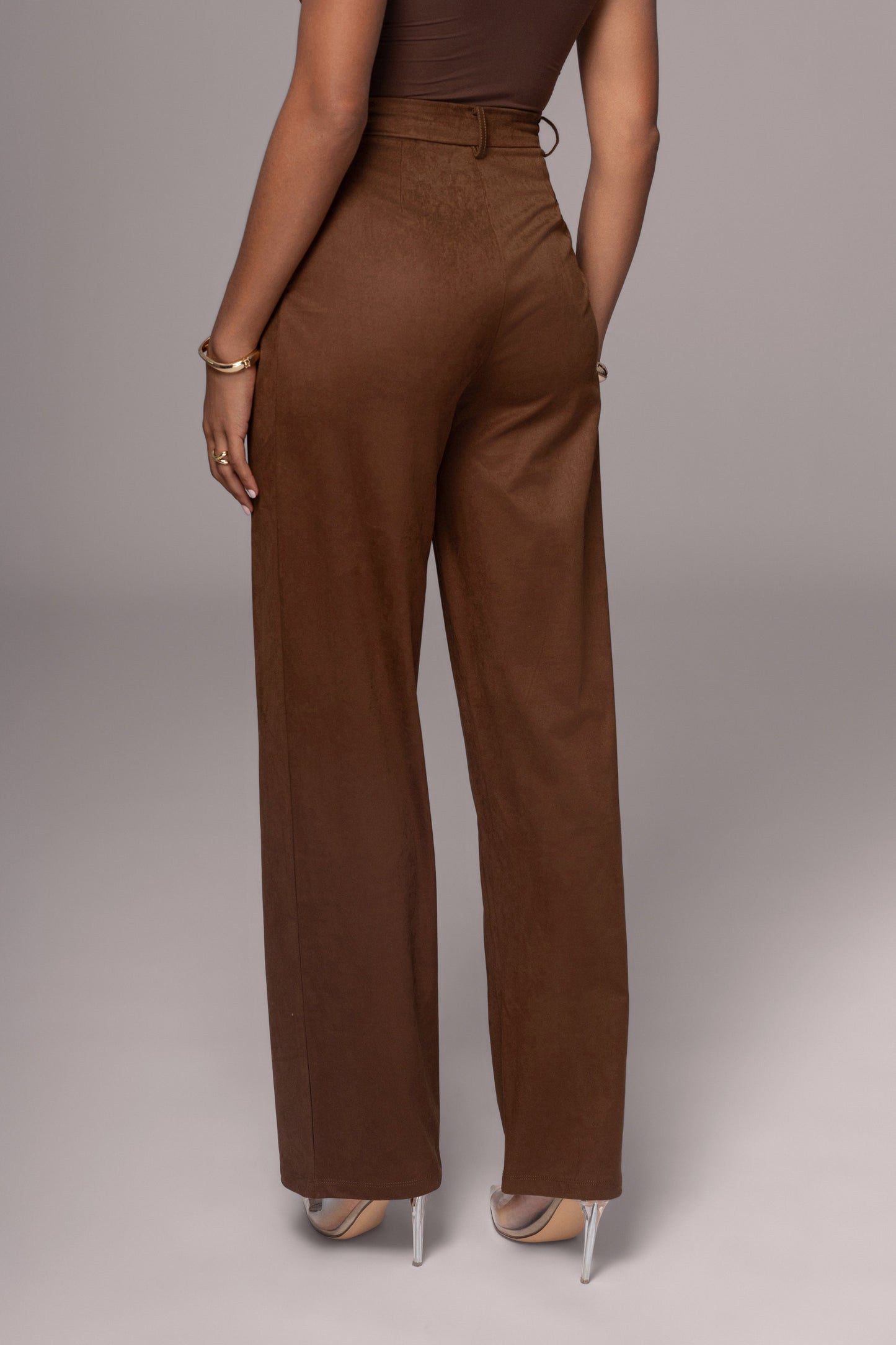 Chocolate Classic High Rise Trousers JLUXLABEL
