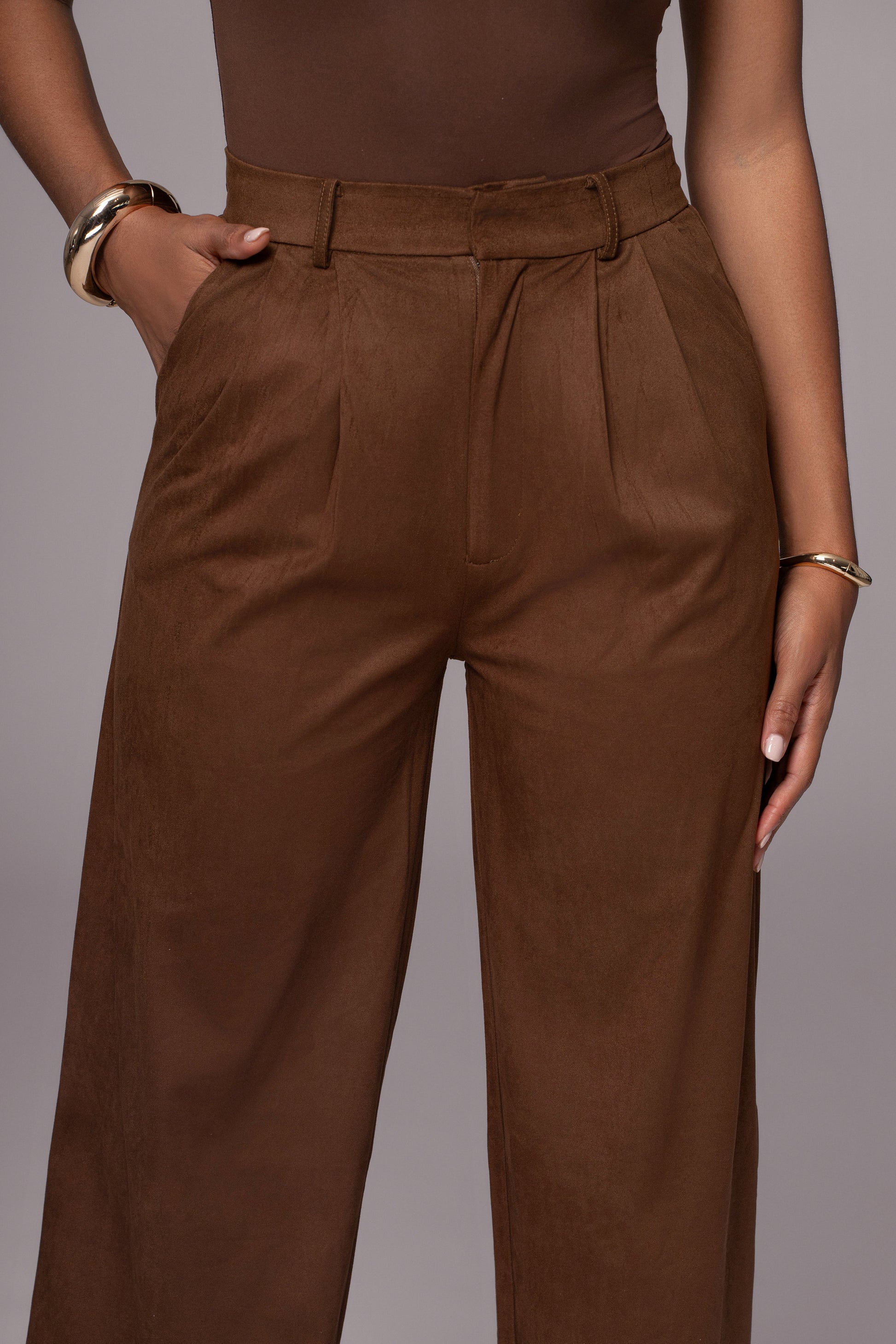 Chocolate Classic High Rise Trousers JLUXLABEL