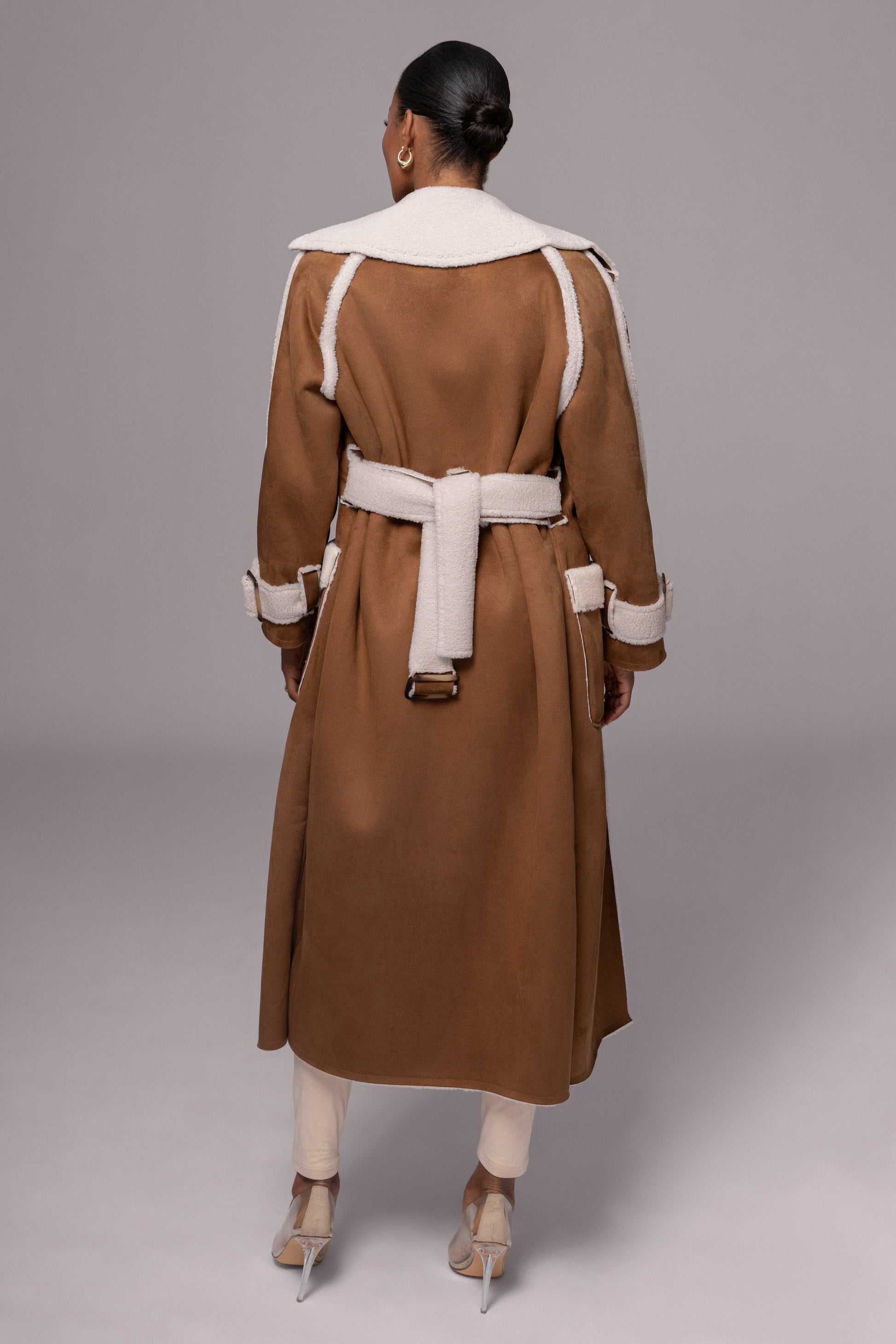 Tan Suede And Sherpa Reversible Coat JLUXLABEL