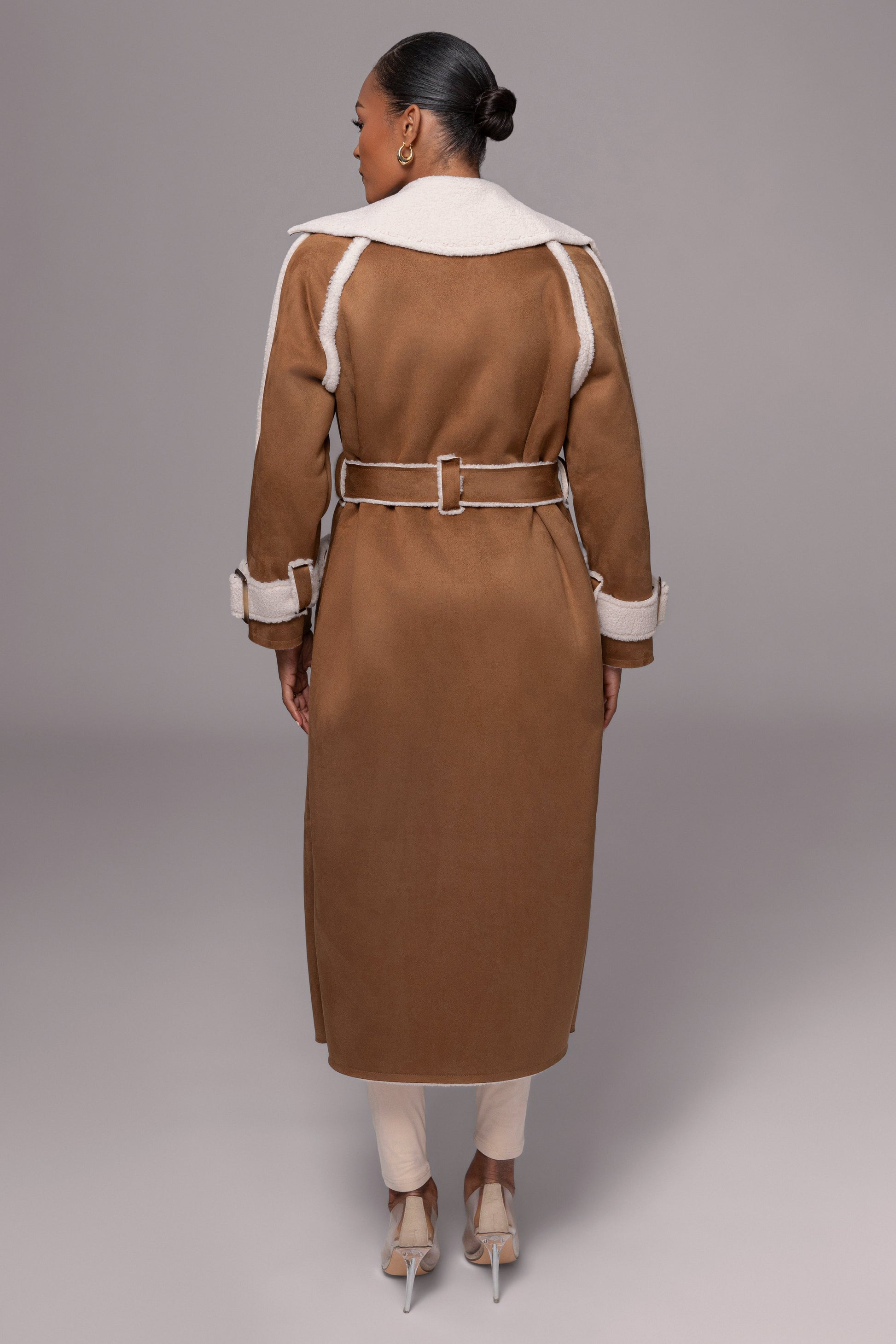 Tan Suede And Sherpa Reversible Coat JLUXLABEL