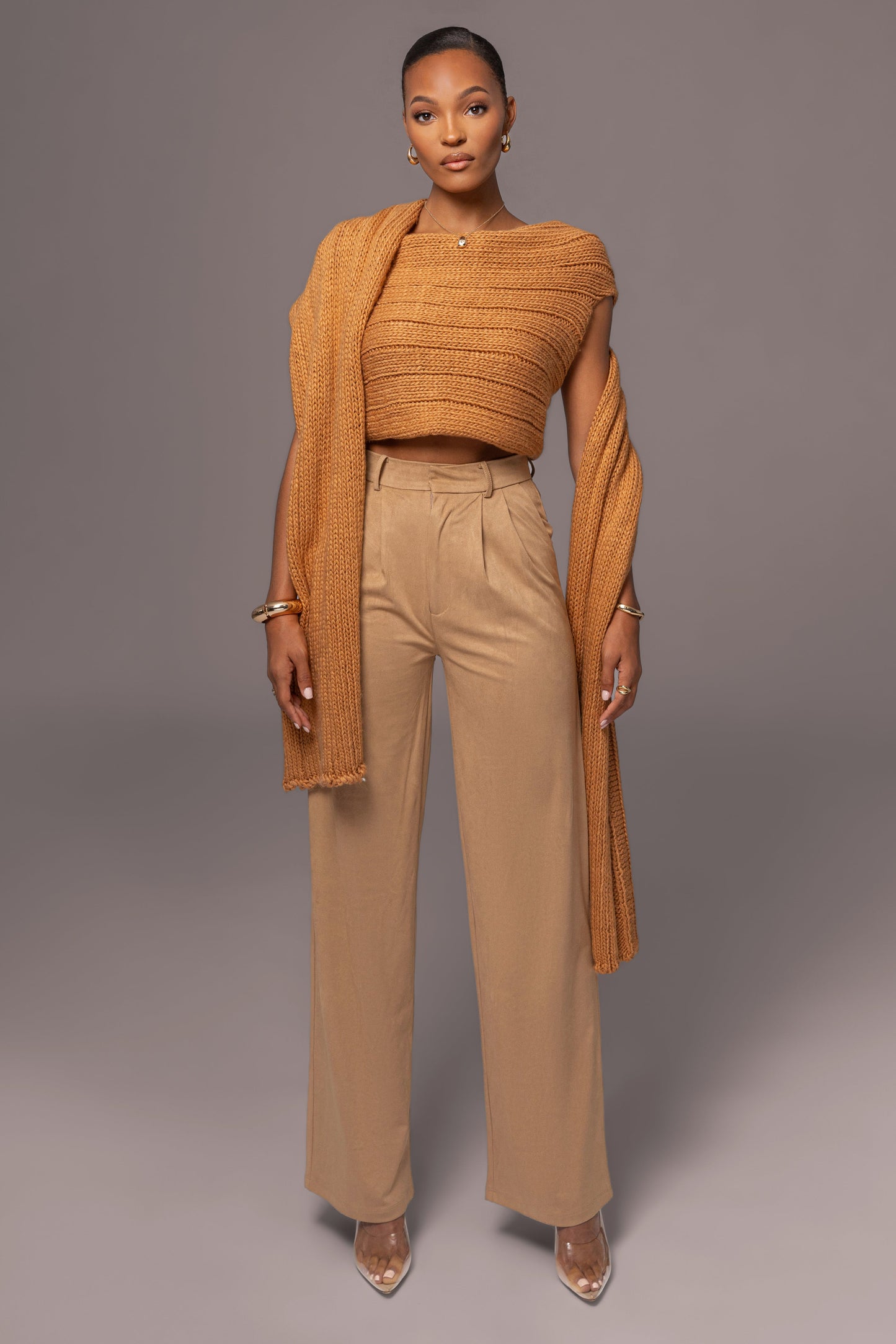 Beige Classic High Rise Trousers JLUXLABEL