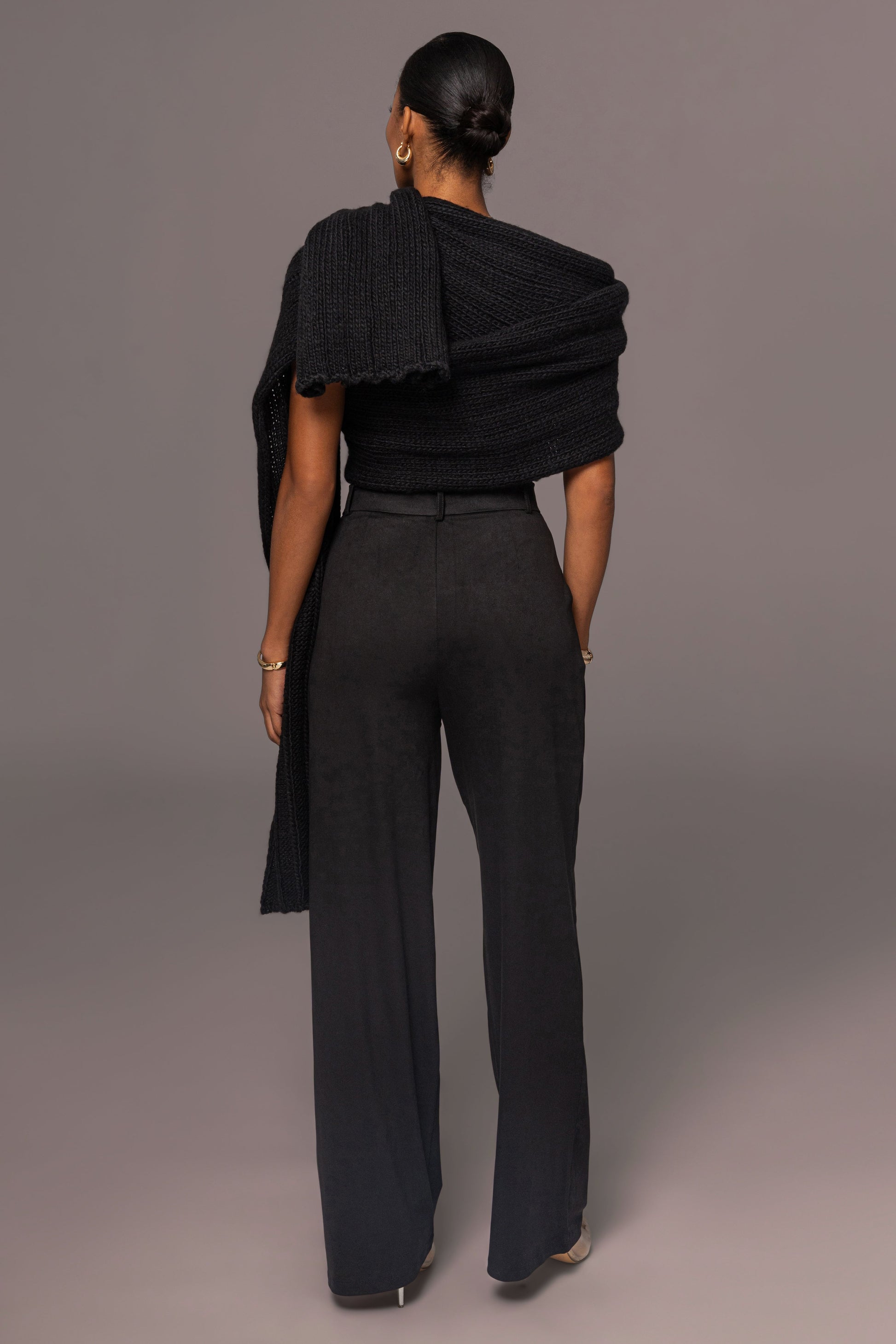 Black Soft Life Cable Knit Sweater Top JLUXLABEL