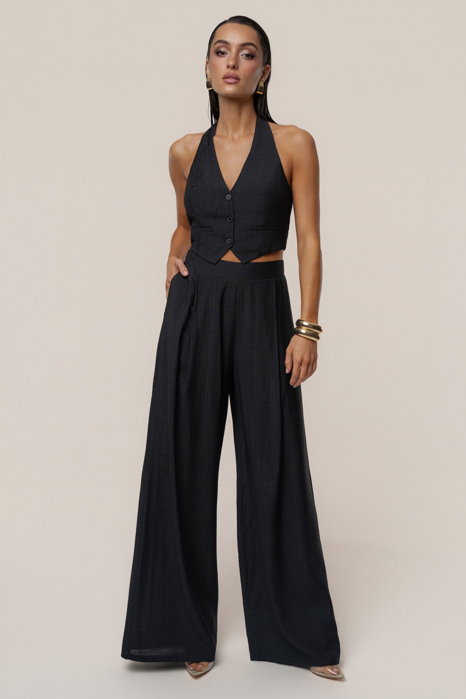 Black Tropical Daze Pant Set JLUXLABEL