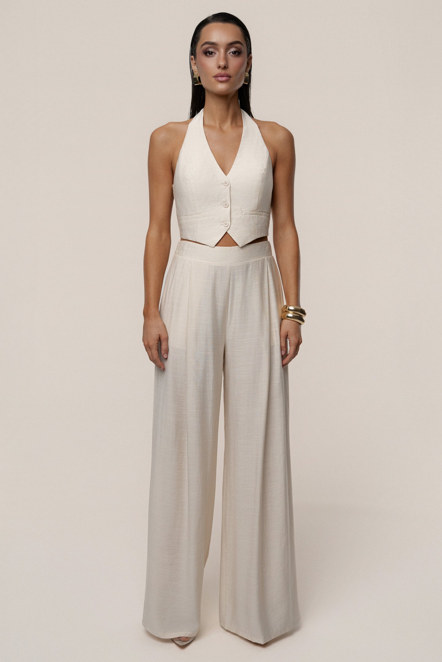 Cream Tropical Daze Pant Set JLUXLABEL