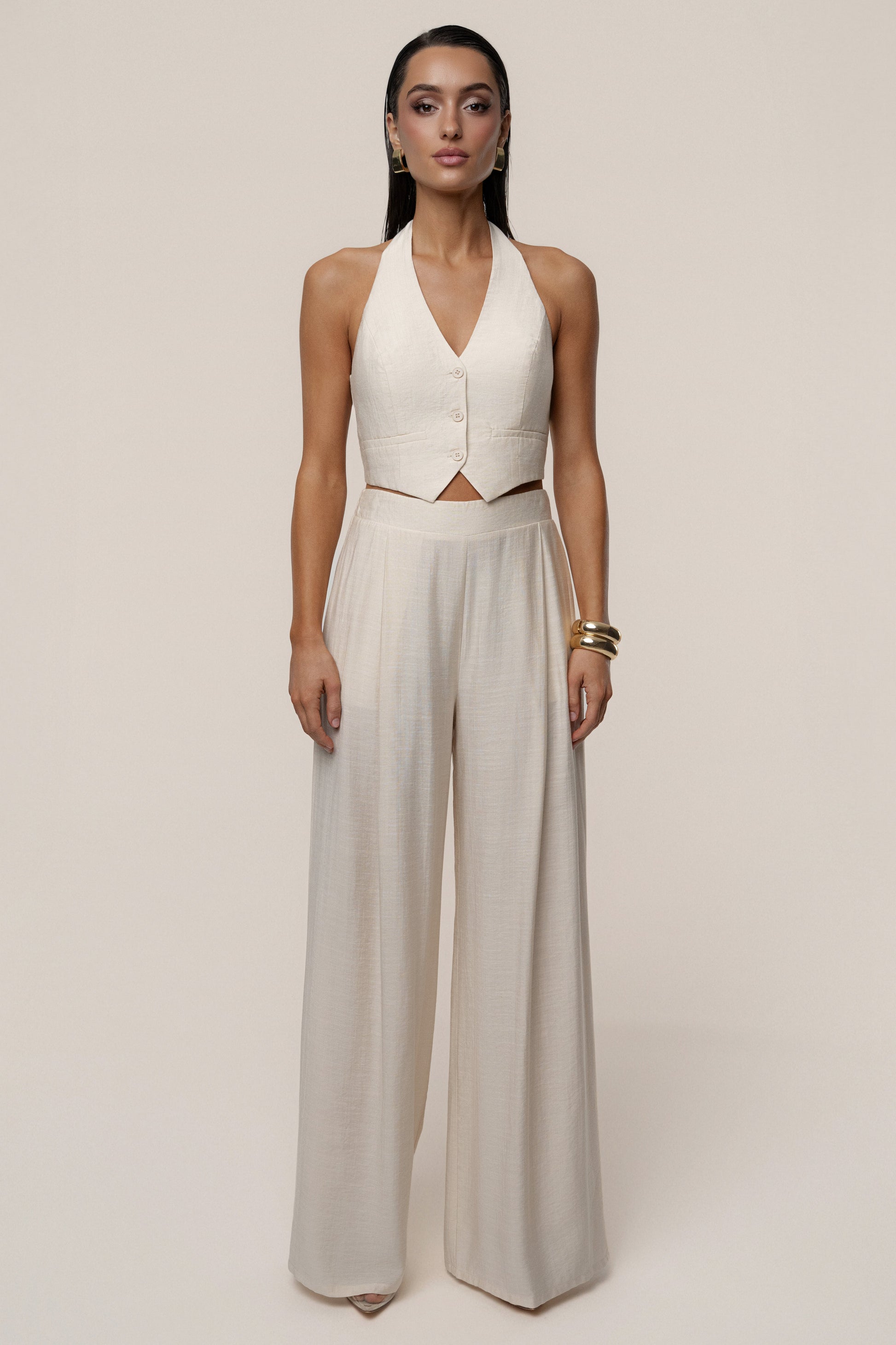 Cream Tropical Daze Pant Set JLUXLABEL