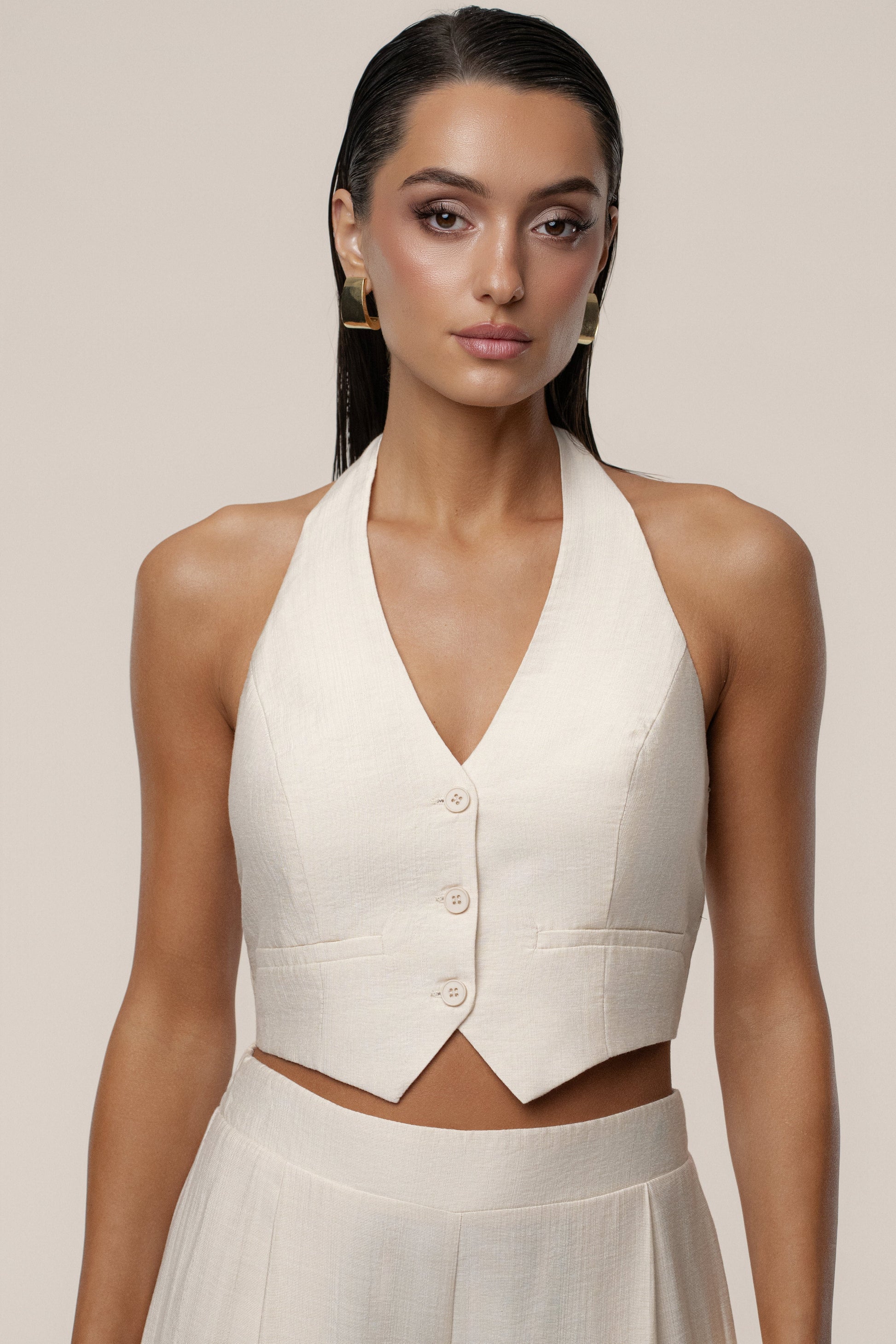 Cream Tropical Daze Pant Set JLUXLABEL