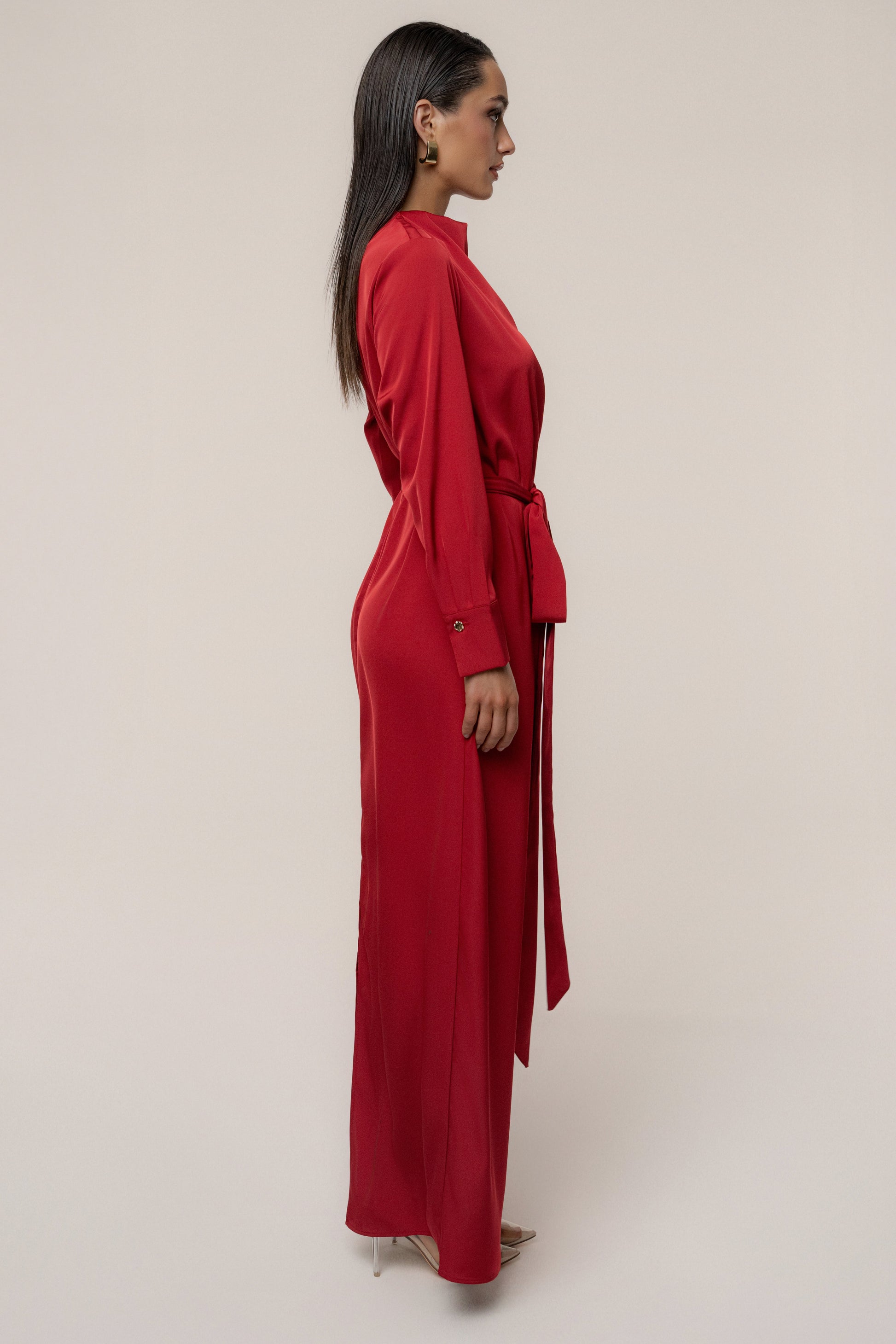 Red Victoria Satin Maxi Dress JLUXLABEL