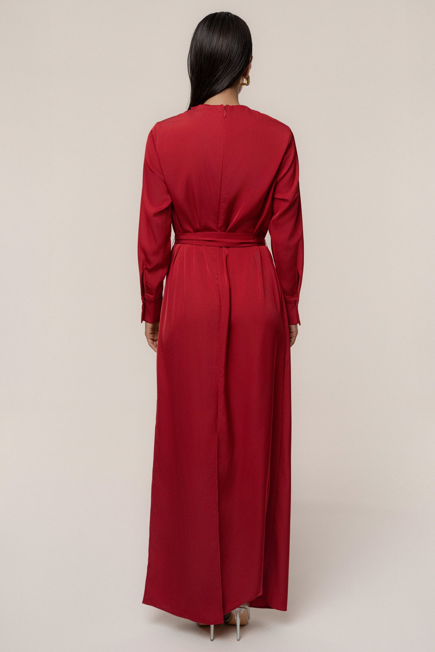 Red Victoria Satin Maxi Dress JLUXLABEL