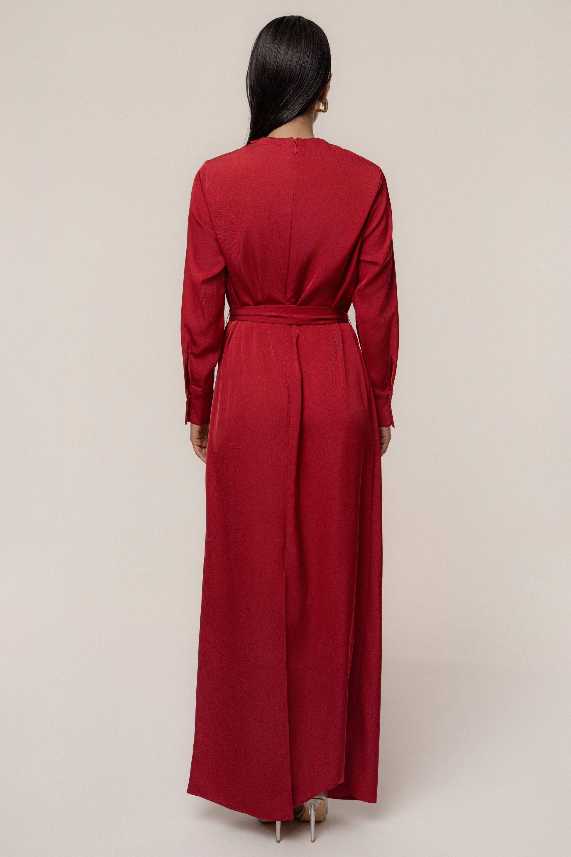 Red Victoria Satin Maxi Dress JLUXLABEL