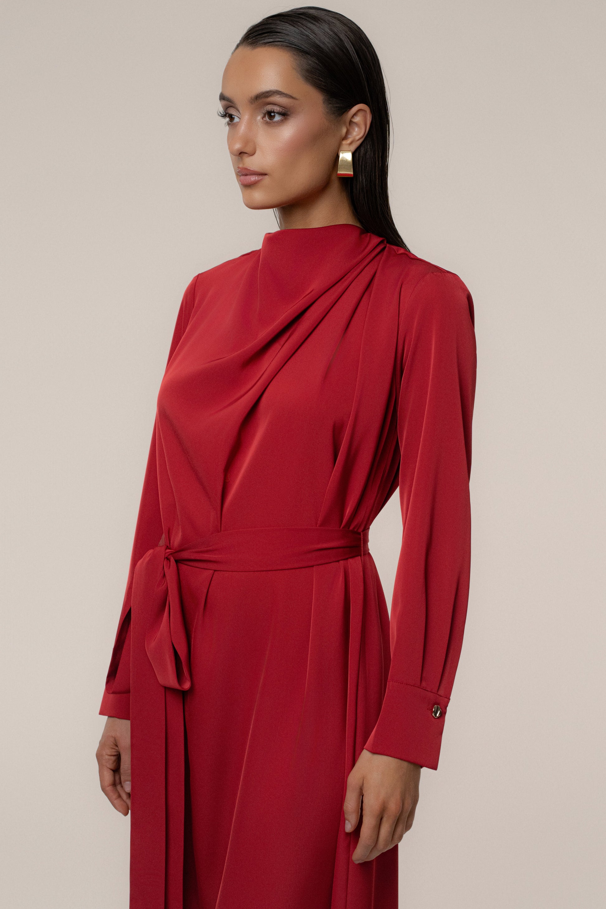 Red Victoria Satin Maxi Dress JLUXLABEL