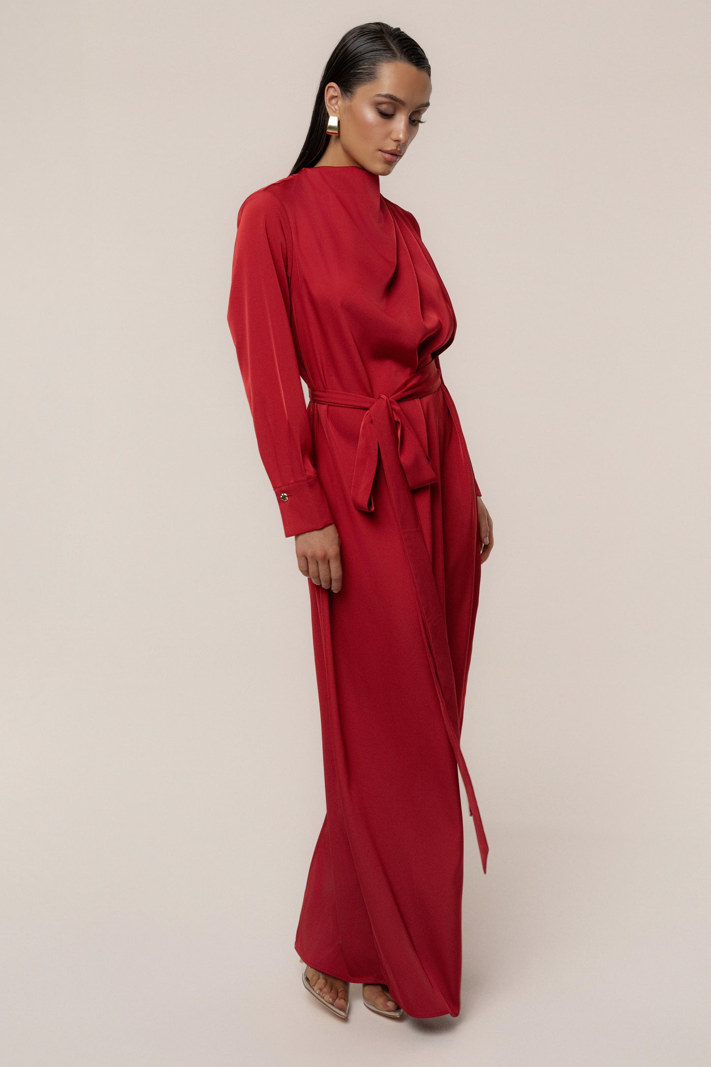 Red Victoria Satin Maxi Dress JLUXLABEL