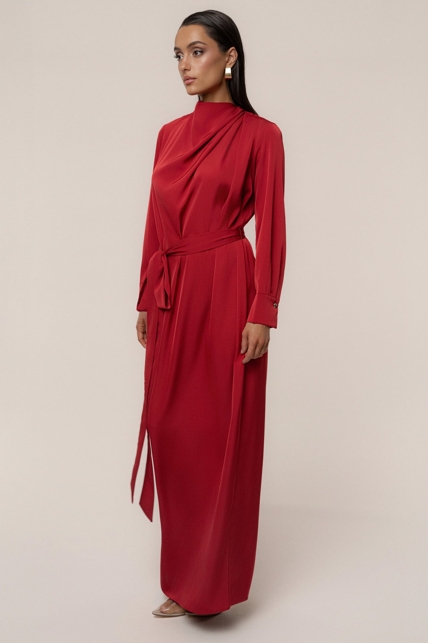 Red Victoria Satin Maxi Dress JLUXLABEL