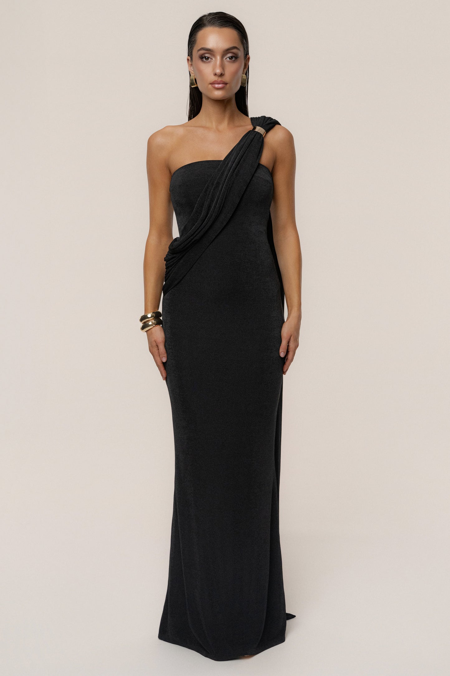 Black Golden Veil Maxi Dress JLUXLABEL
