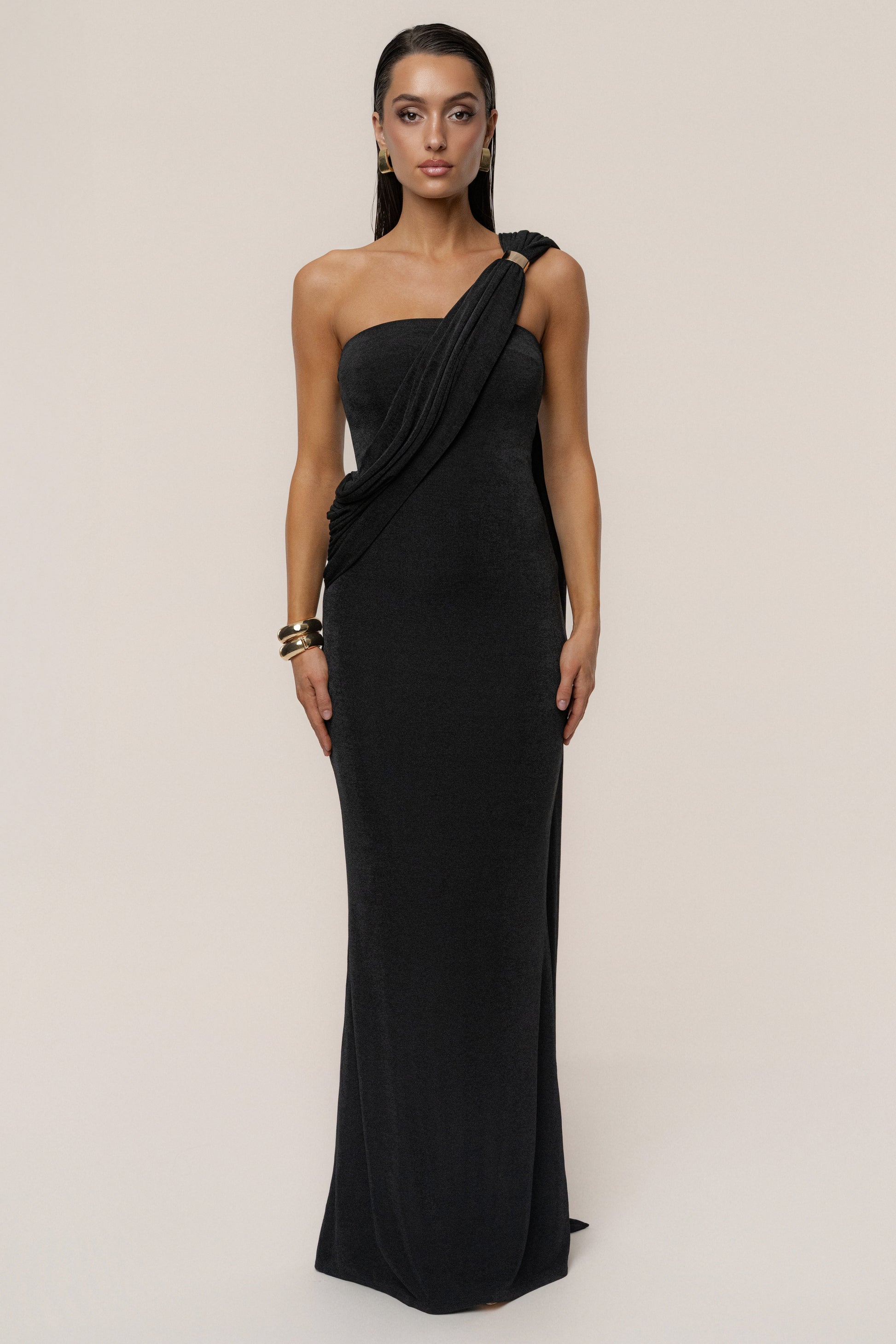 Black Golden Veil Maxi Dress JLUXLABEL