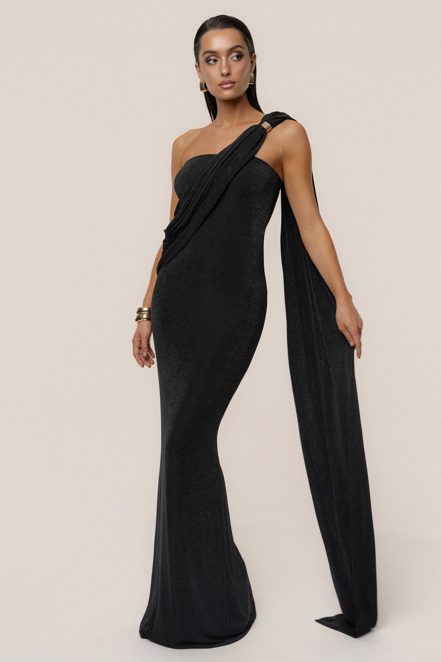 Black Golden Veil Maxi Dress JLUXLABEL