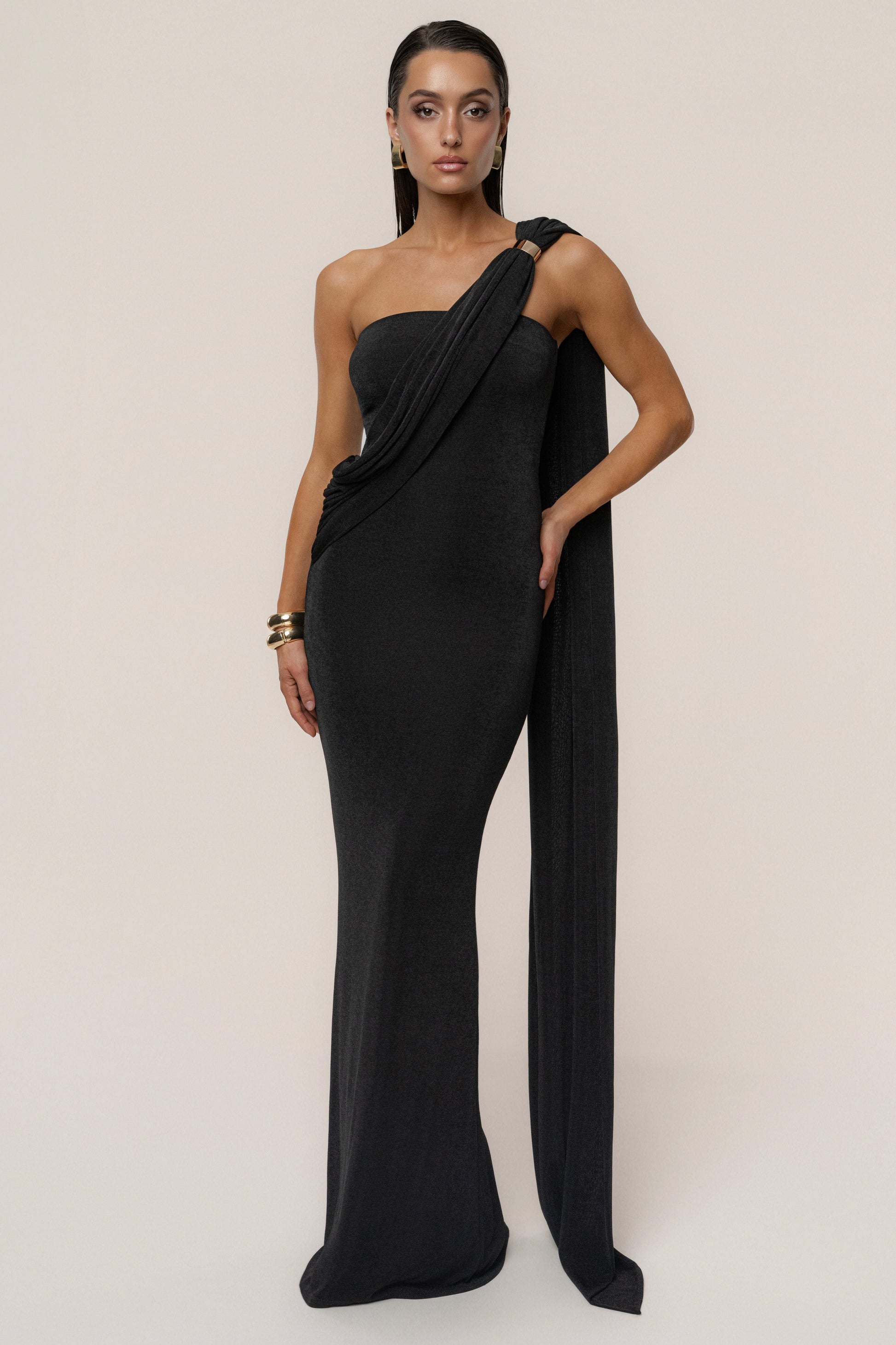 Black Golden Veil Maxi Dress JLUXLABEL