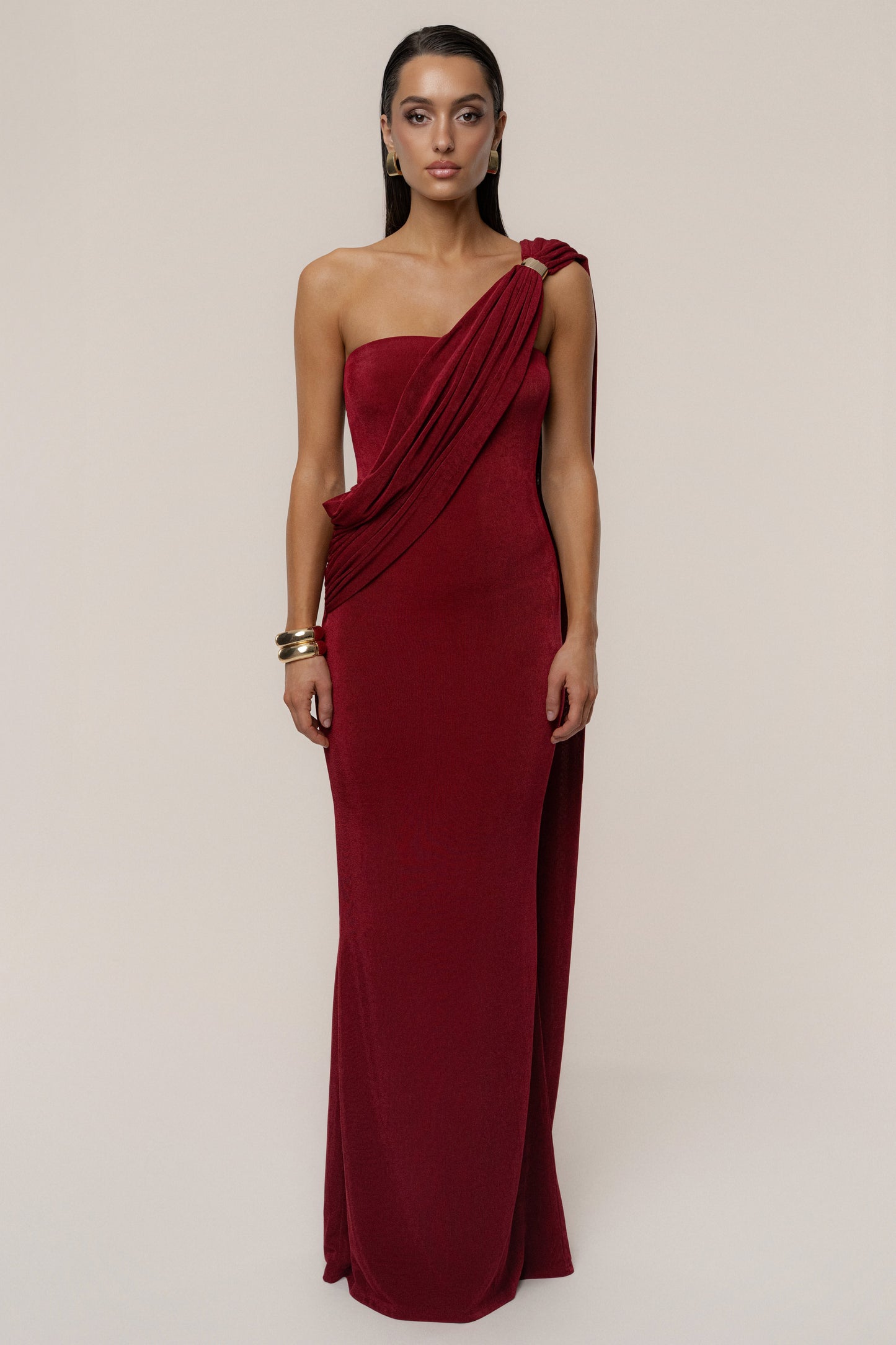 Red Golden Veil Maxi Dress JLUXLABEL