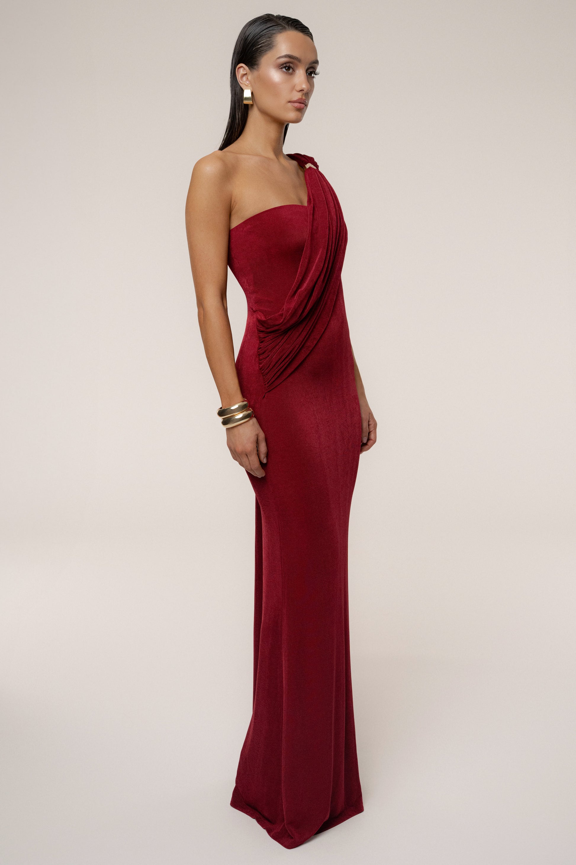 Red Golden Veil Maxi Dress JLUXLABEL